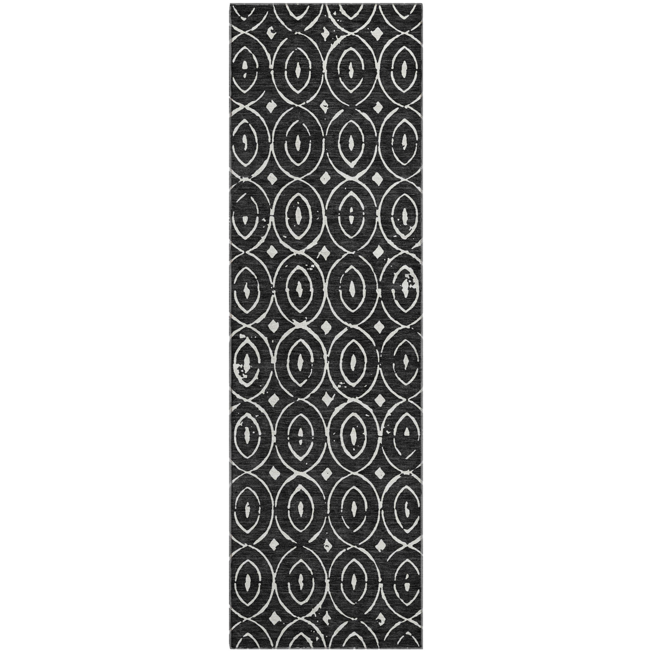 Luxury Washable Indoor/Outdoor Geometric TR12 Black Rug 2'3" x 7'6" #shape_Runner
