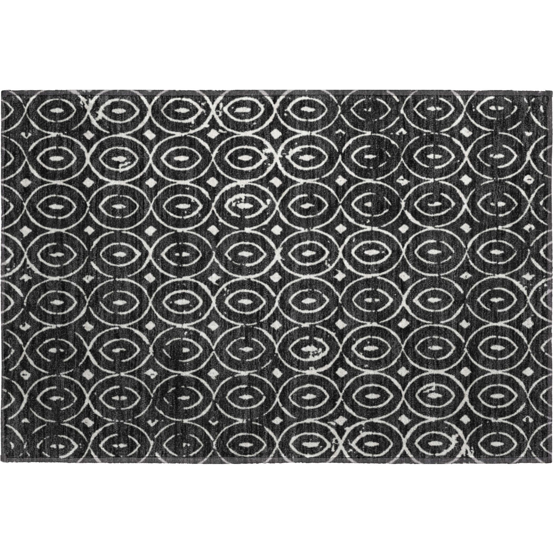 Luxury Washable Indoor/Outdoor Geometric TR12 Black Rug 1'8" x 2'6" #shape_Rectangle