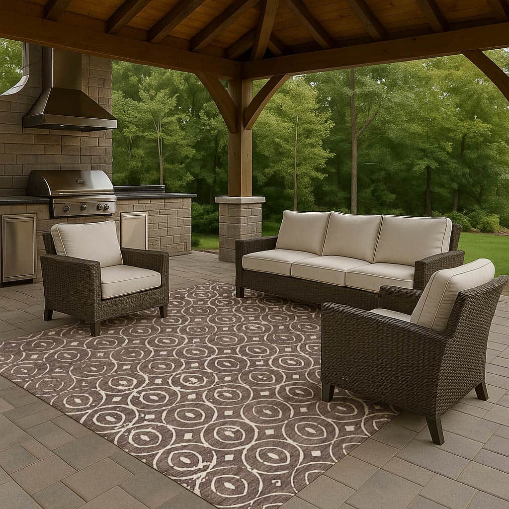 Luxury Washable Indoor/Outdoor Geometric TR12 Brown Rug 2'6" x 3'10" #shape_Rectangle