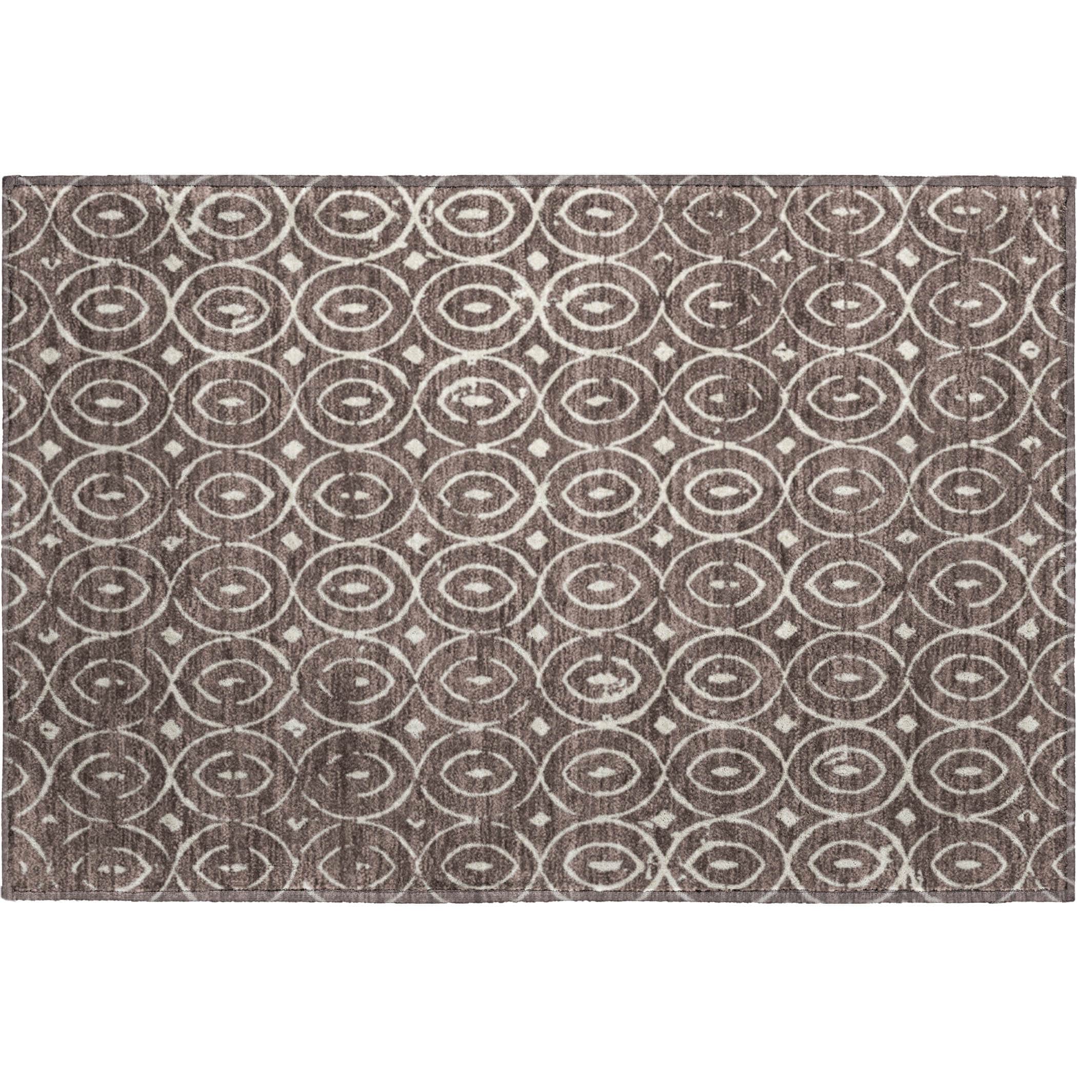 Luxury Washable Indoor/Outdoor Geometric TR12 Brown Rug 1'8" x 2'6" #shape_Rectangle