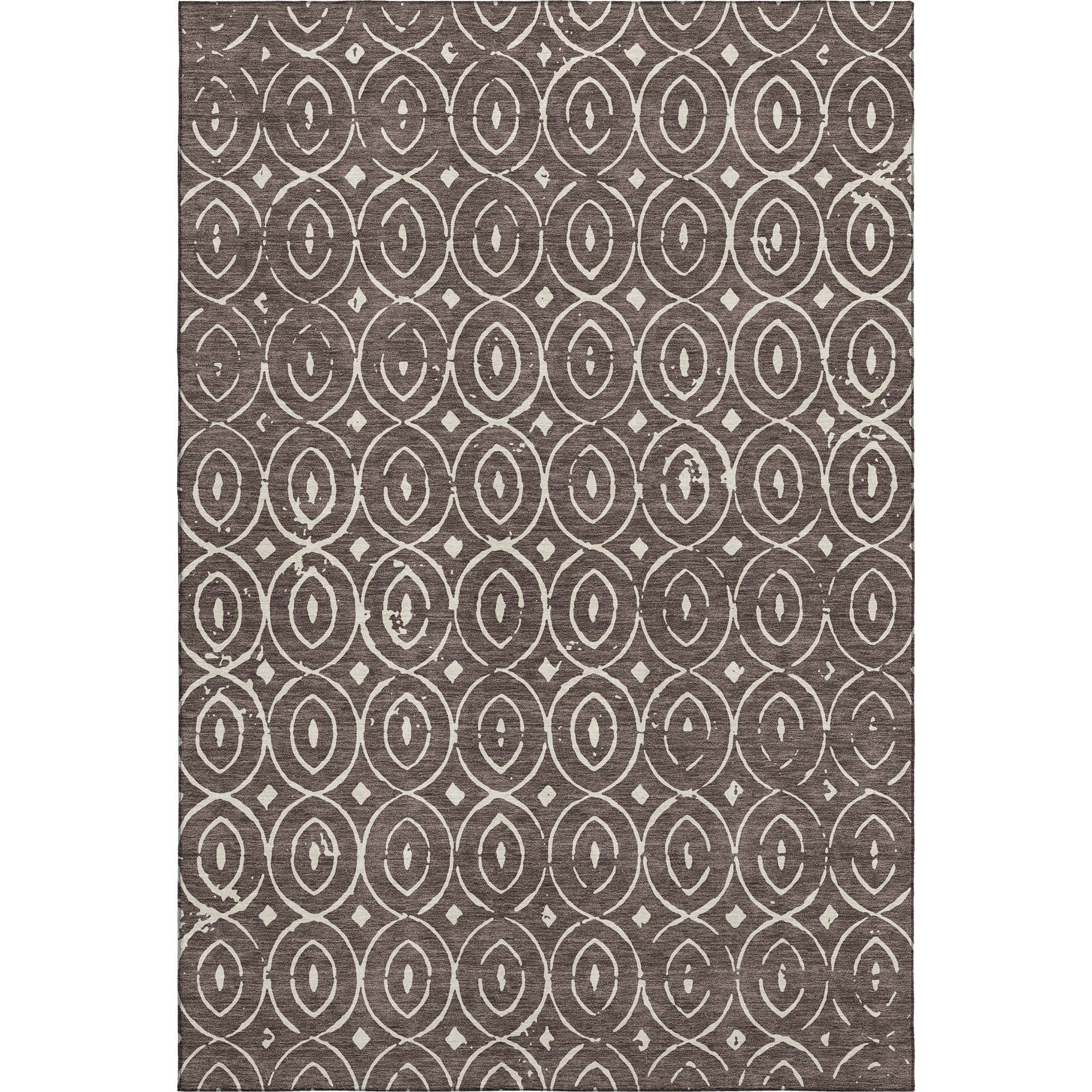 Luxury Washable Indoor/Outdoor Geometric TR12 Brown Rug 2'6" x 3'10" #shape_Rectangle