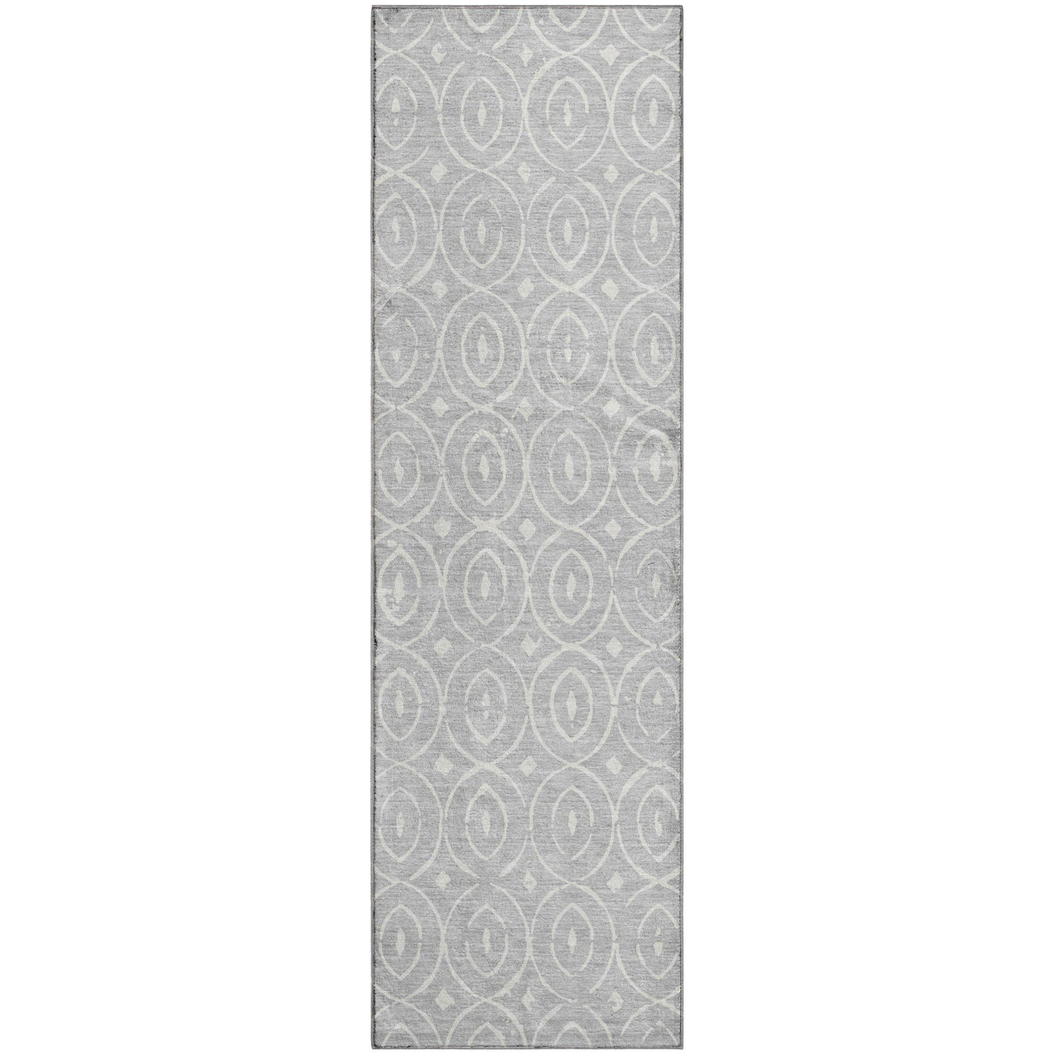 Luxury Washable Indoor/Outdoor Geometric TR12 Silver Gray Rug 2'3" x 7'6" #shape_Runner