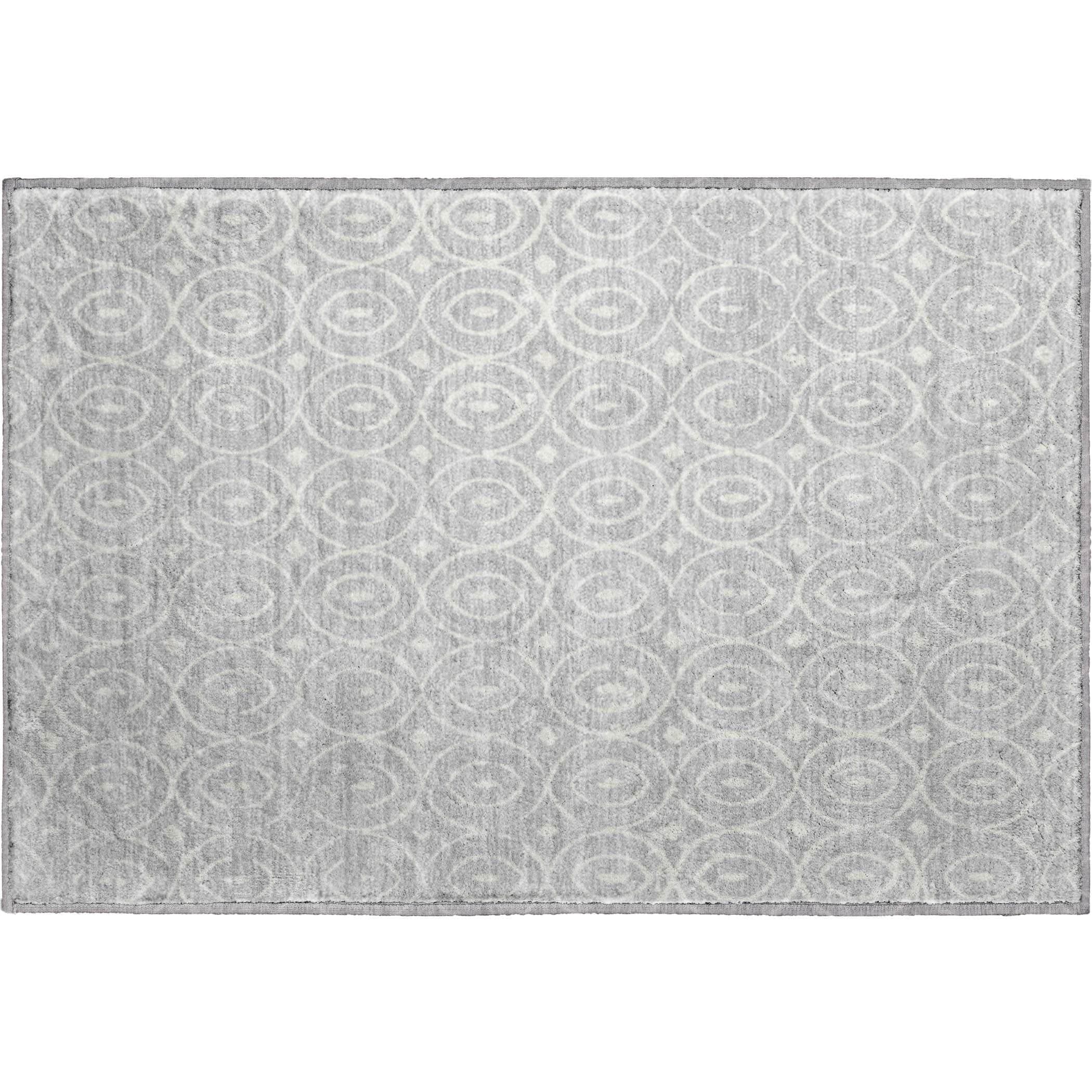 Luxury Washable Indoor/Outdoor Geometric TR12 Silver Gray Rug 1'8" x 2'6" #shape_Rectangle