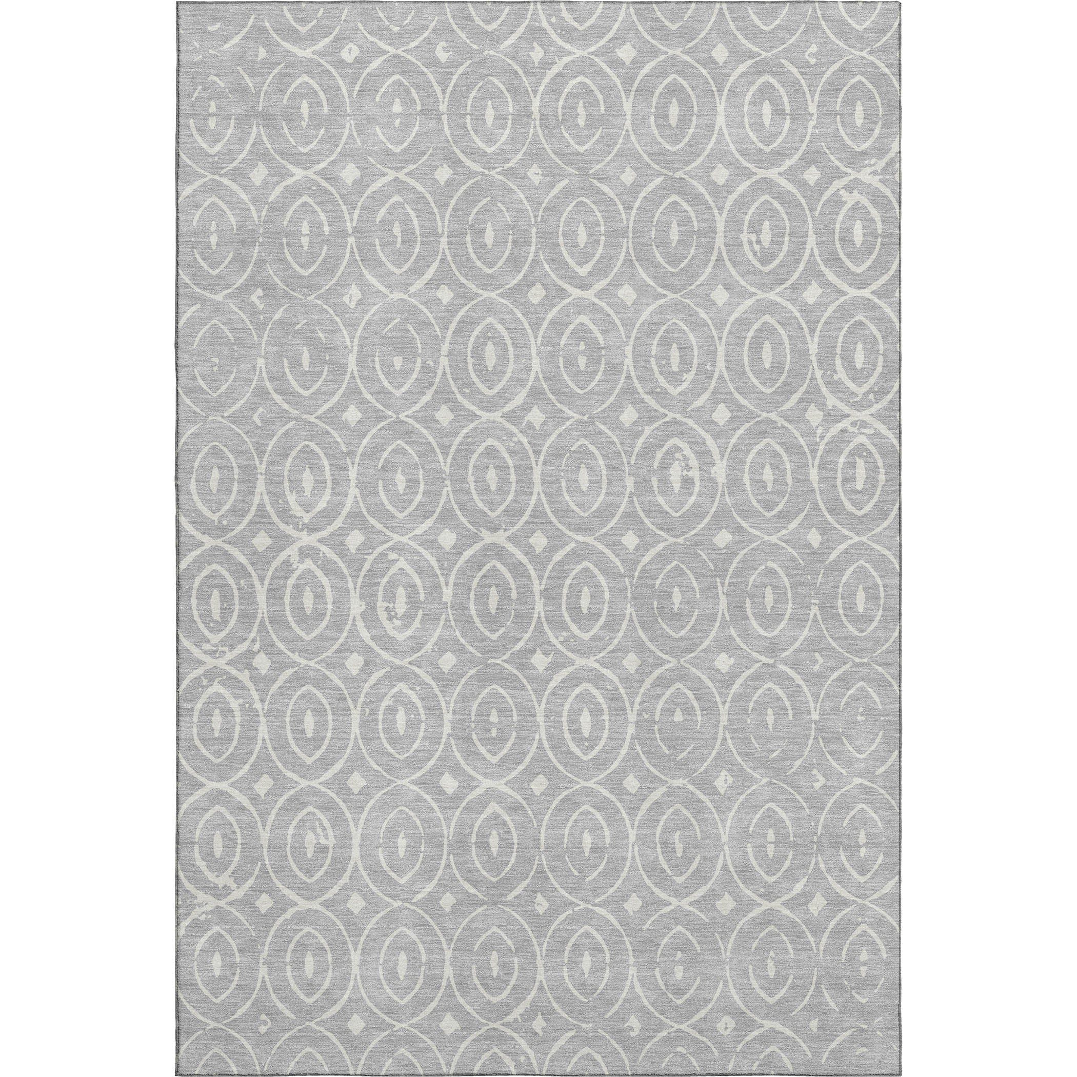 Luxury Washable Indoor/Outdoor Geometric TR12 Silver Gray Rug 2'6" x 3'10" #shape_Rectangle