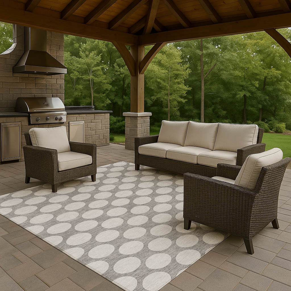 Luxury Washable Indoor/Outdoor Geometric TR13 Gray Rug 2'6" x 3'10" #shape_Rectangle