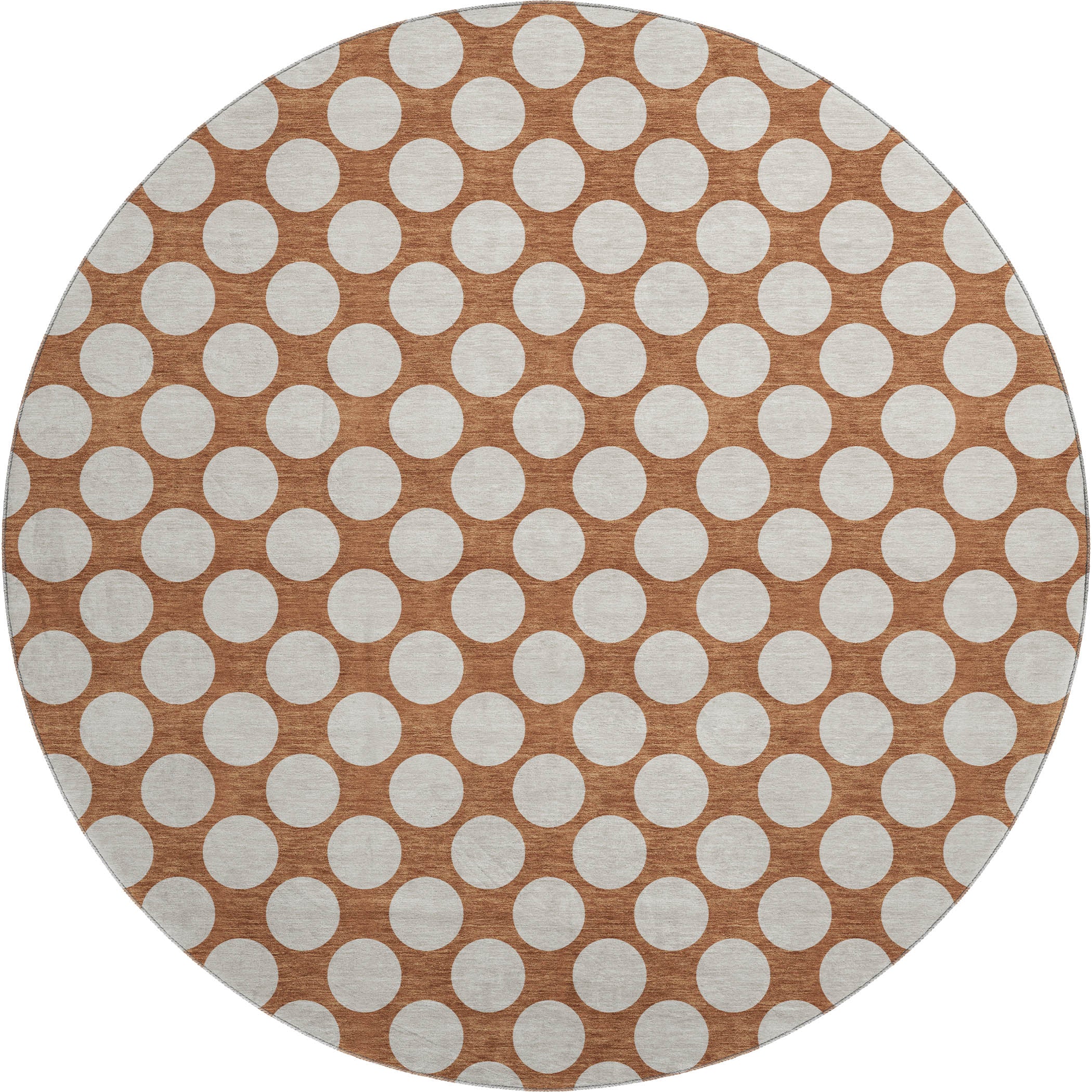 Luxury Washable Indoor/Outdoor Geometric TR13 Paprika Orange Rug 8' x 8' #shape_Round