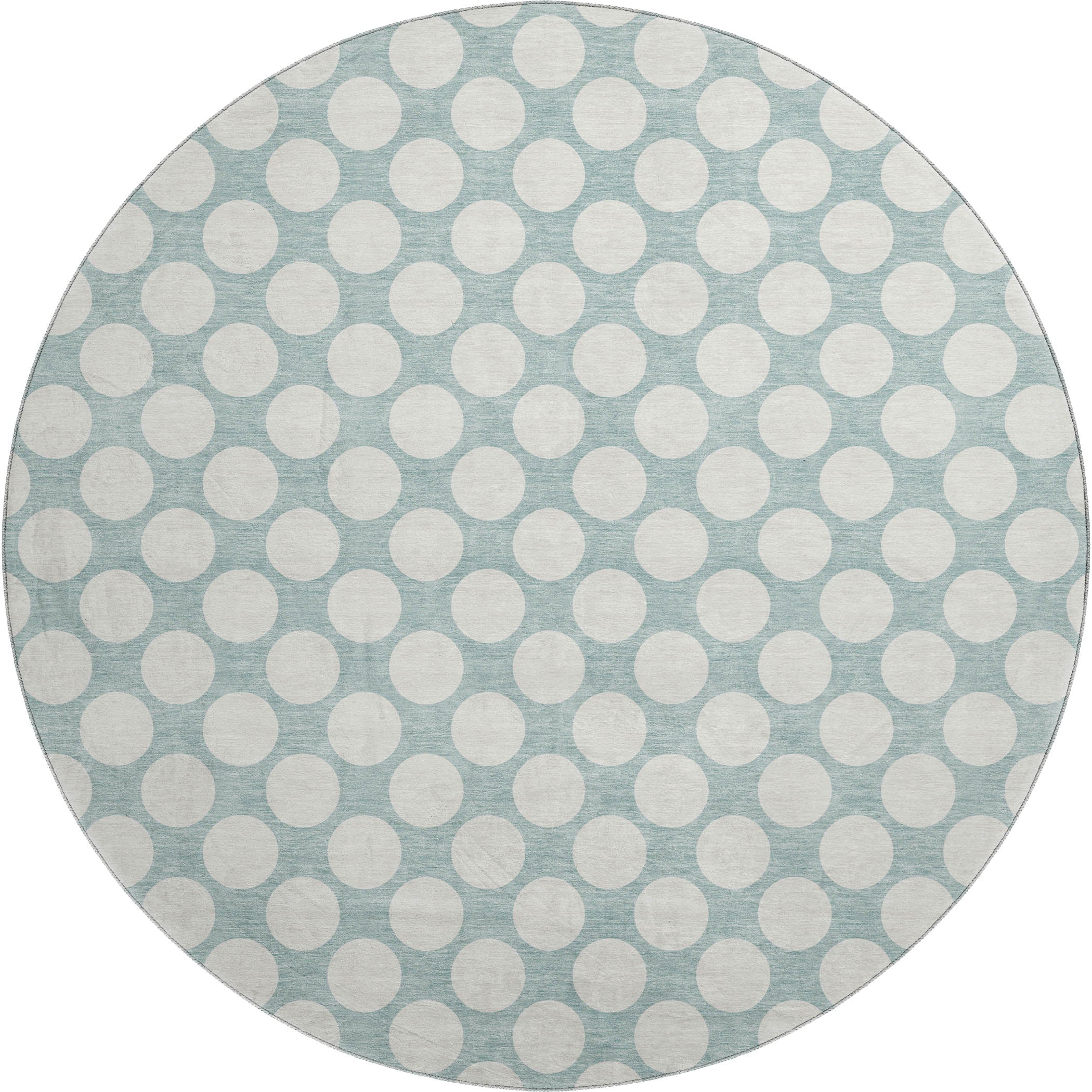 Luxury Washable Indoor/Outdoor Geometric TR13 Seafoam Blue Rug 8' x 8' #shape_Round