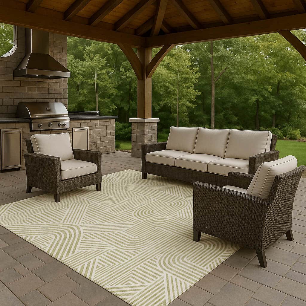 Luxury Washable Indoor/Outdoor Geometric TR14 Aloe Green Rug 2'6" x 3'10" #shape_Rectangle