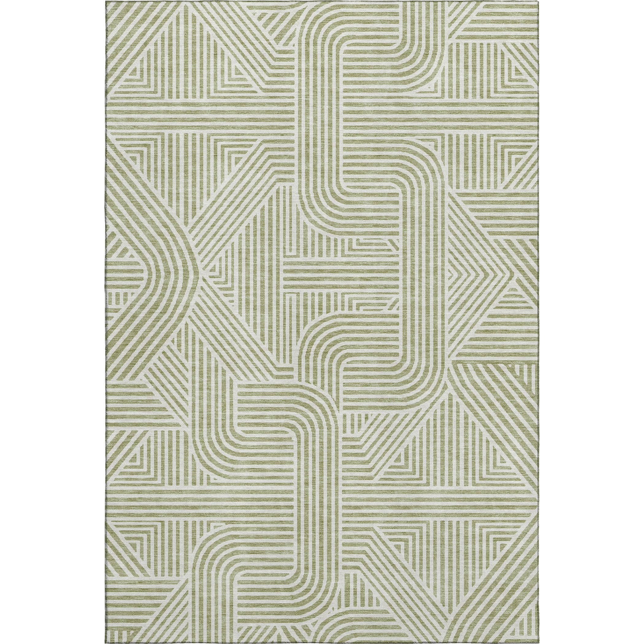Luxury Washable Indoor/Outdoor Geometric TR14 Aloe Green Rug 2'6" x 3'10" #shape_Rectangle