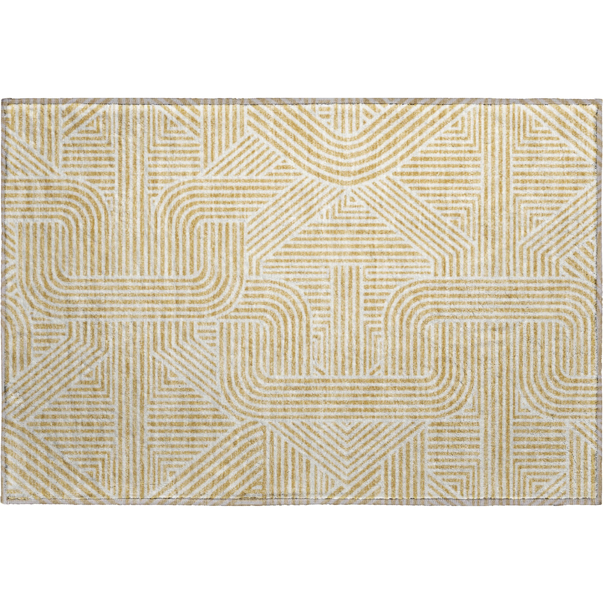 Luxury Washable Indoor/Outdoor Geometric TR14 Gold Rug 1'8" x 2'6" #shape_Rectangle