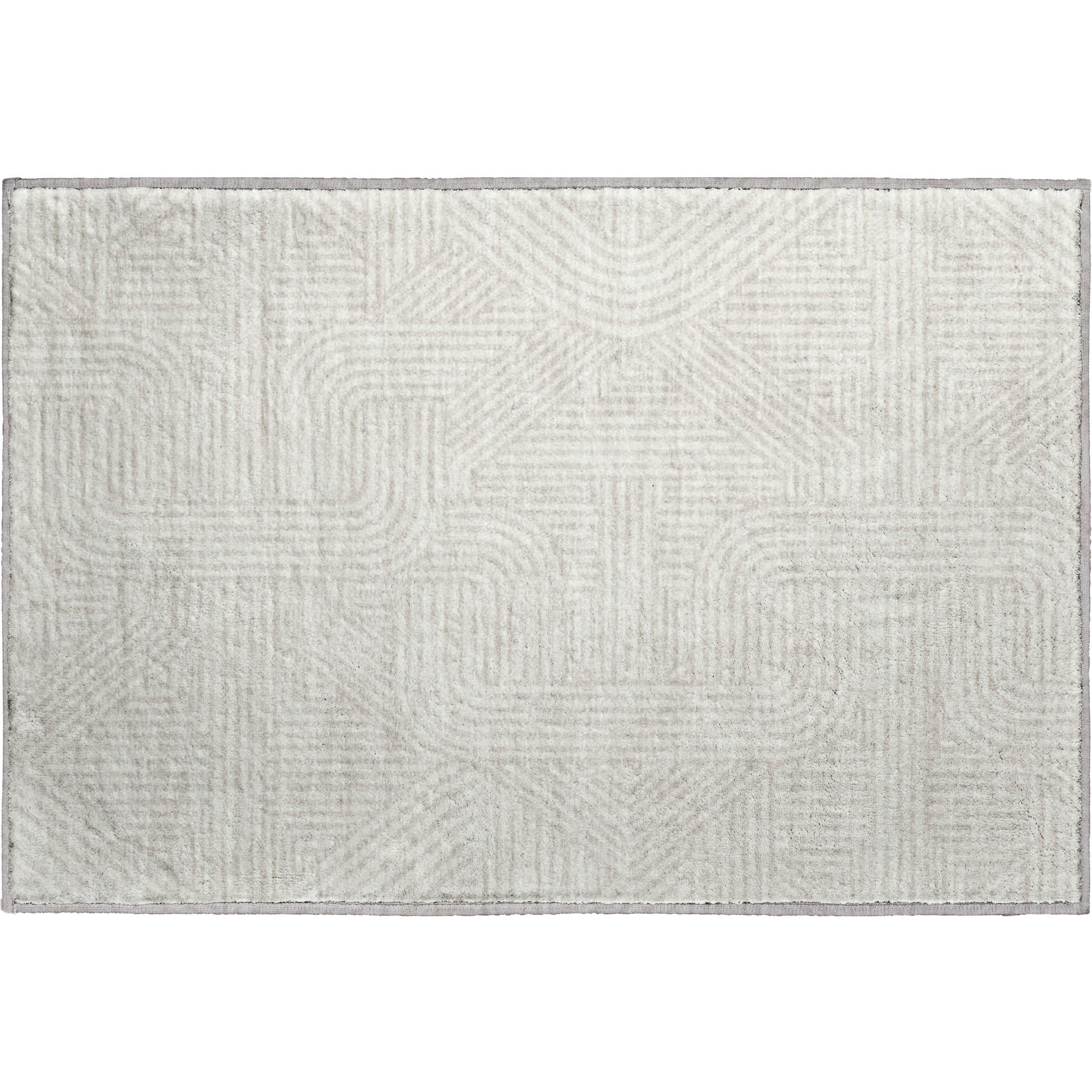 Luxury Washable Indoor/Outdoor Geometric TR14 Linen Ivory Rug 1'8" x 2'6" #shape_Rectangle