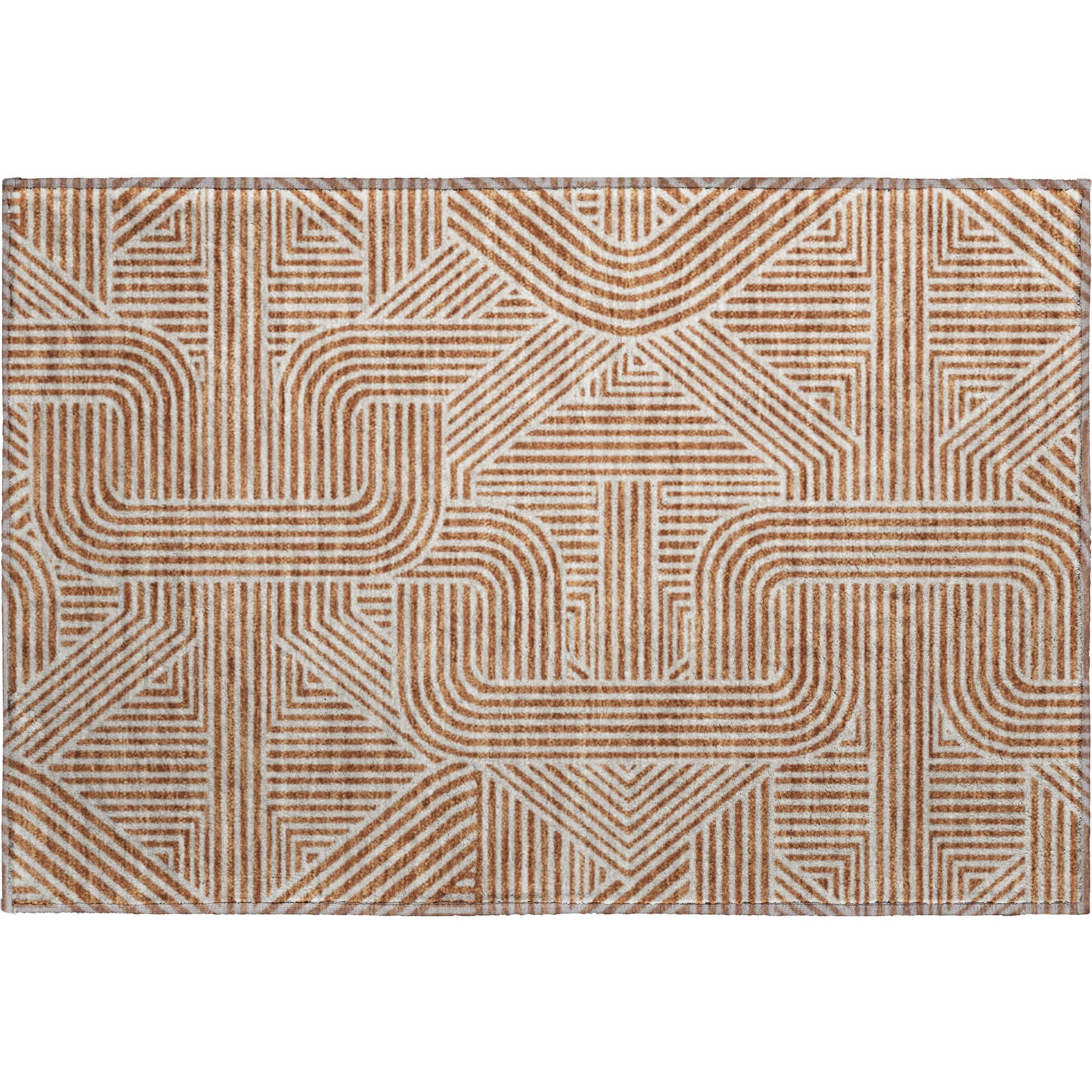 Luxury Washable Indoor/Outdoor Geometric TR14 Paprika Orange Rug 1'8" x 2'6" #shape_Rectangle