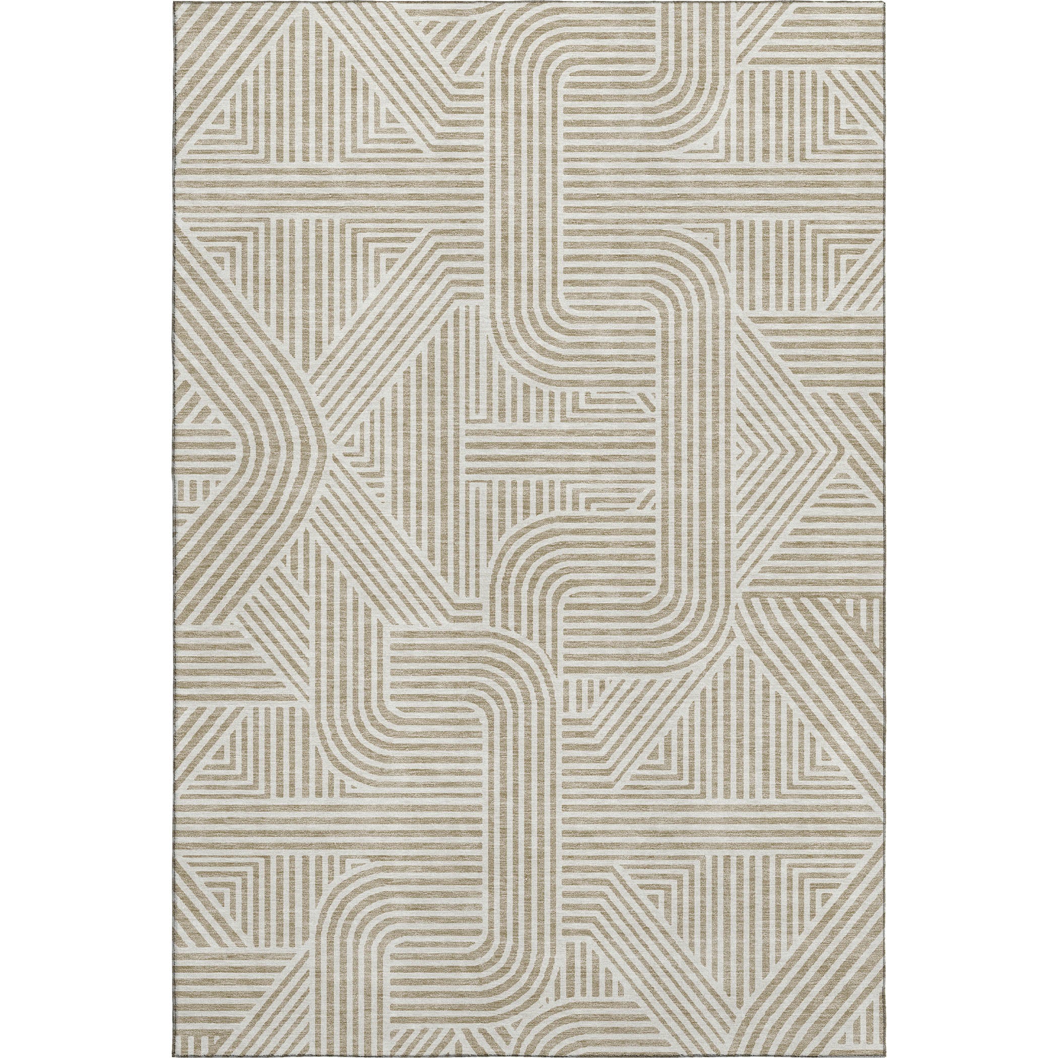 Luxury Washable Indoor/Outdoor Geometric TR14 Putty Ivory Rug 2'6" x 3'10" #shape_Rectangle