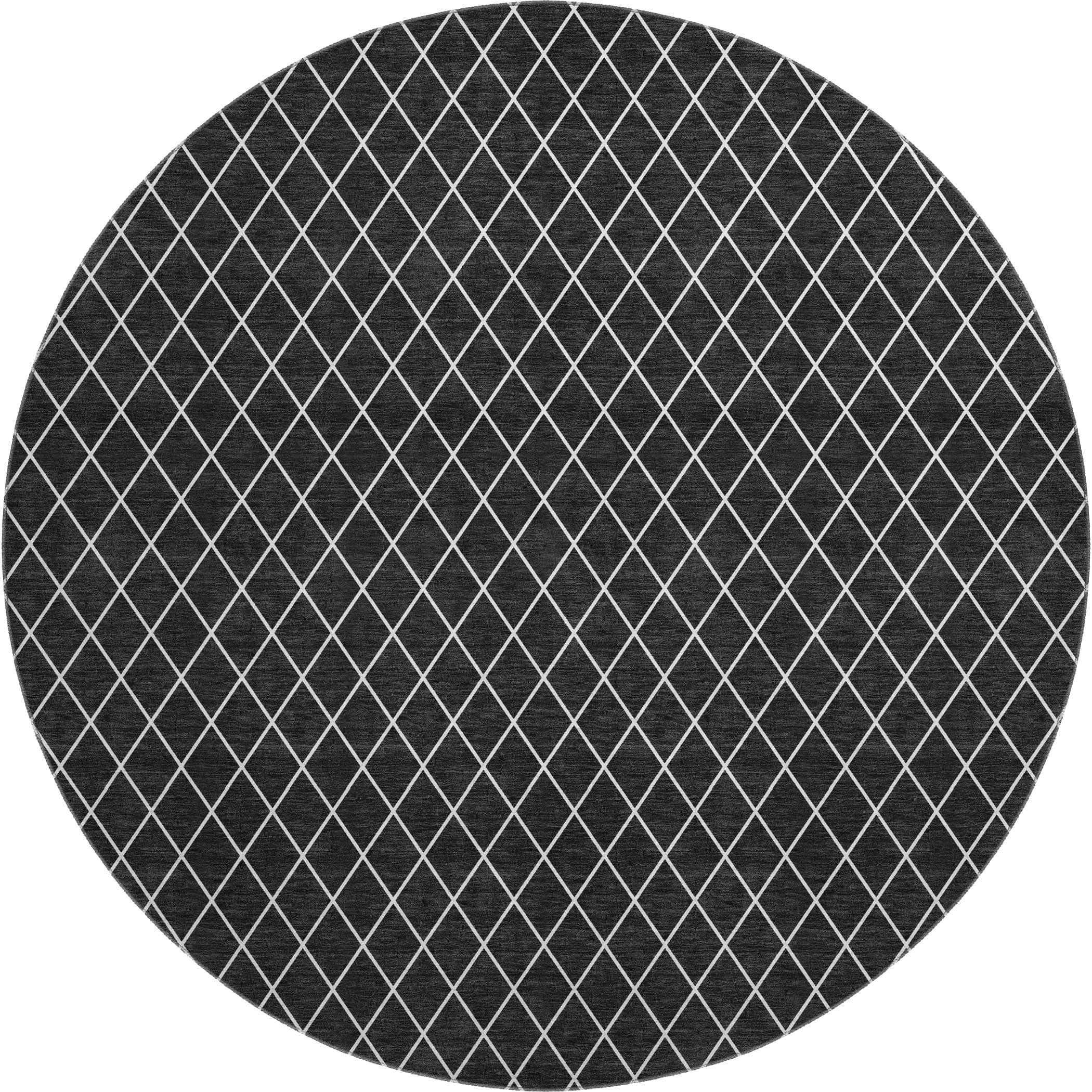 Luxury Washable Indoor/Outdoor Geometric TR15 Black Rug 8' x 8' #shape_Round