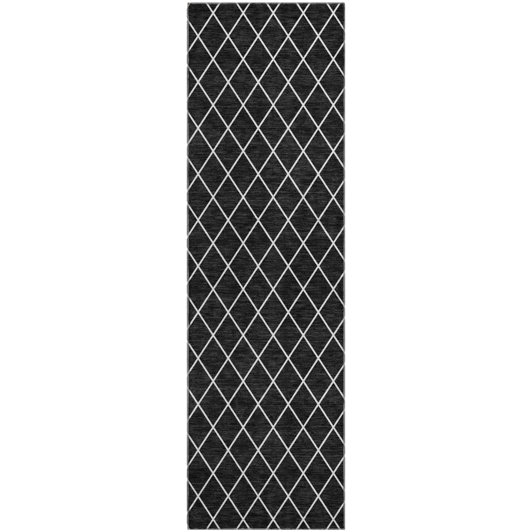 Luxury Washable Indoor/Outdoor Geometric TR15 Black Rug 2'3" x 7'6" #shape_Runner
