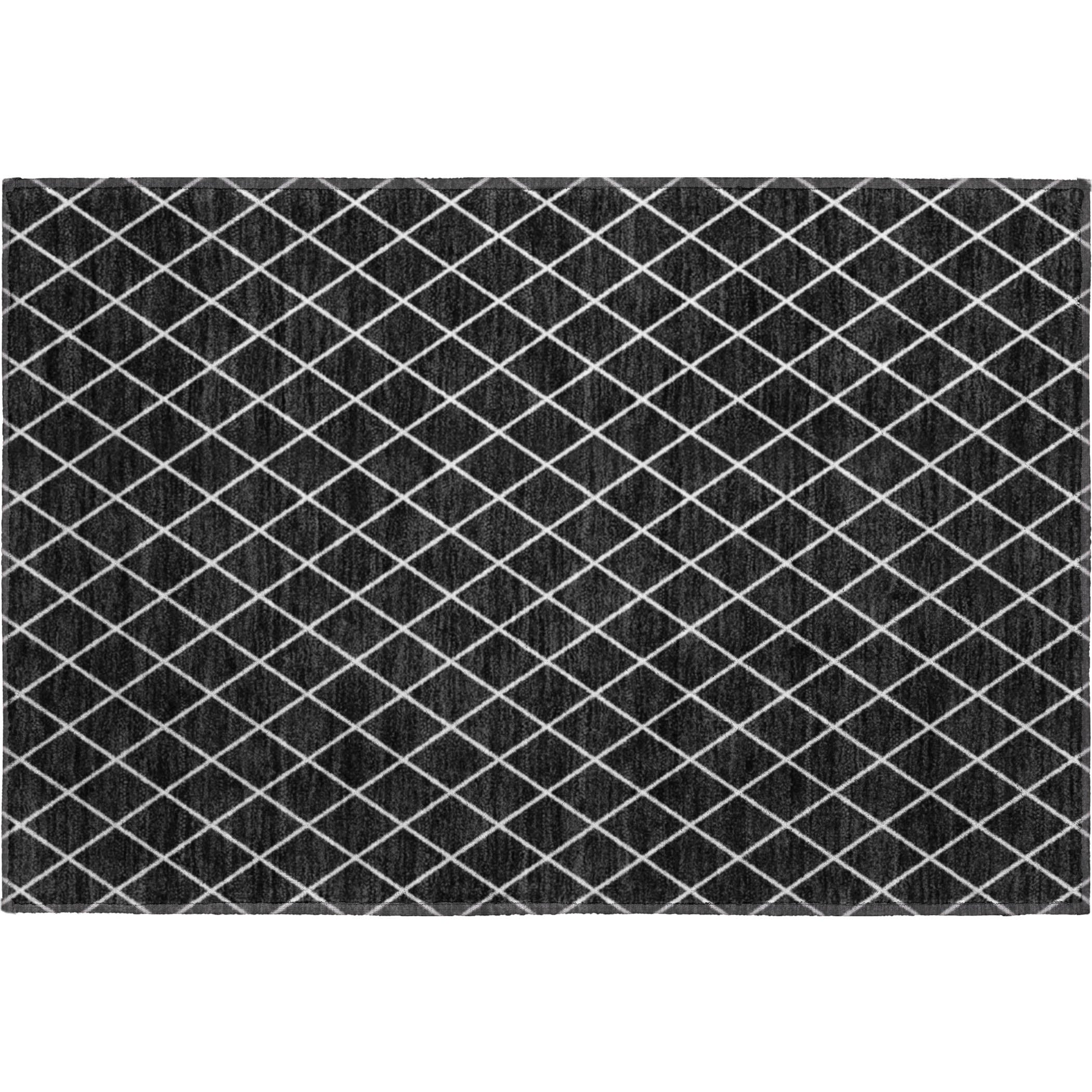 Luxury Washable Indoor/Outdoor Geometric TR15 Black Rug 1'8" x 2'6" #shape_Rectangle
