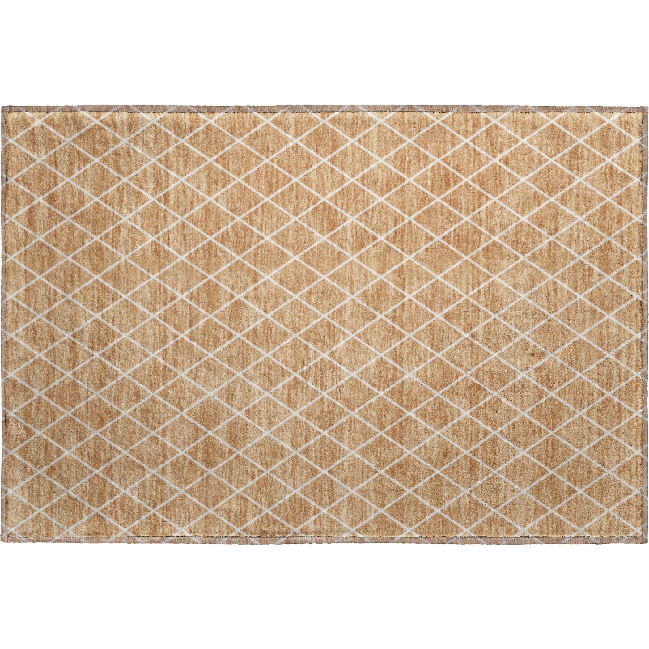 Luxury Washable Indoor/Outdoor Geometric TR15 Copper Orange Rug 1'8" x 2'6" #shape_Rectangle