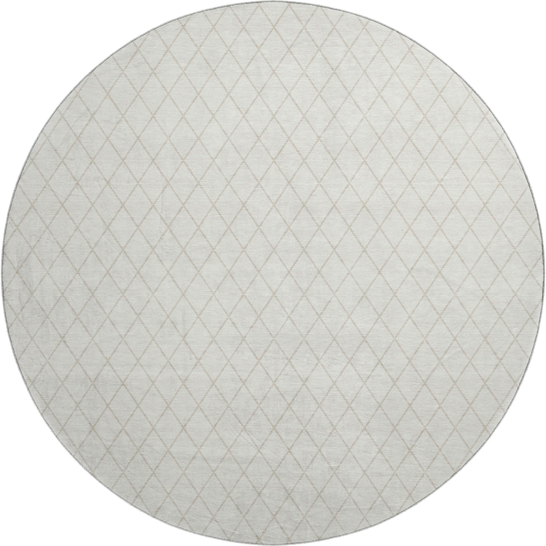 Luxury Washable Indoor/Outdoor Geometric TR15 Ivory Rug 8' x 8' #shape_Round