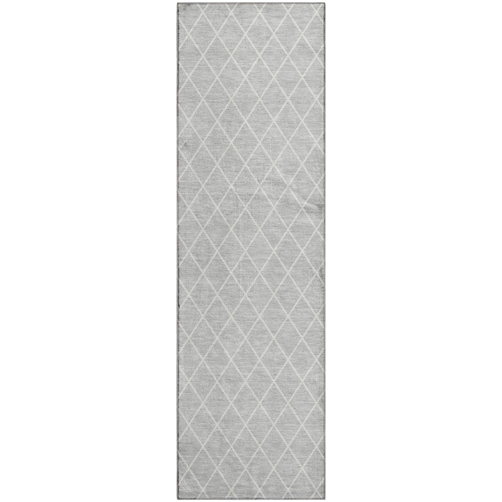 Luxury Washable Indoor/Outdoor Geometric TR15 Silver Gray Rug 2'3" x 7'6" #shape_Runner