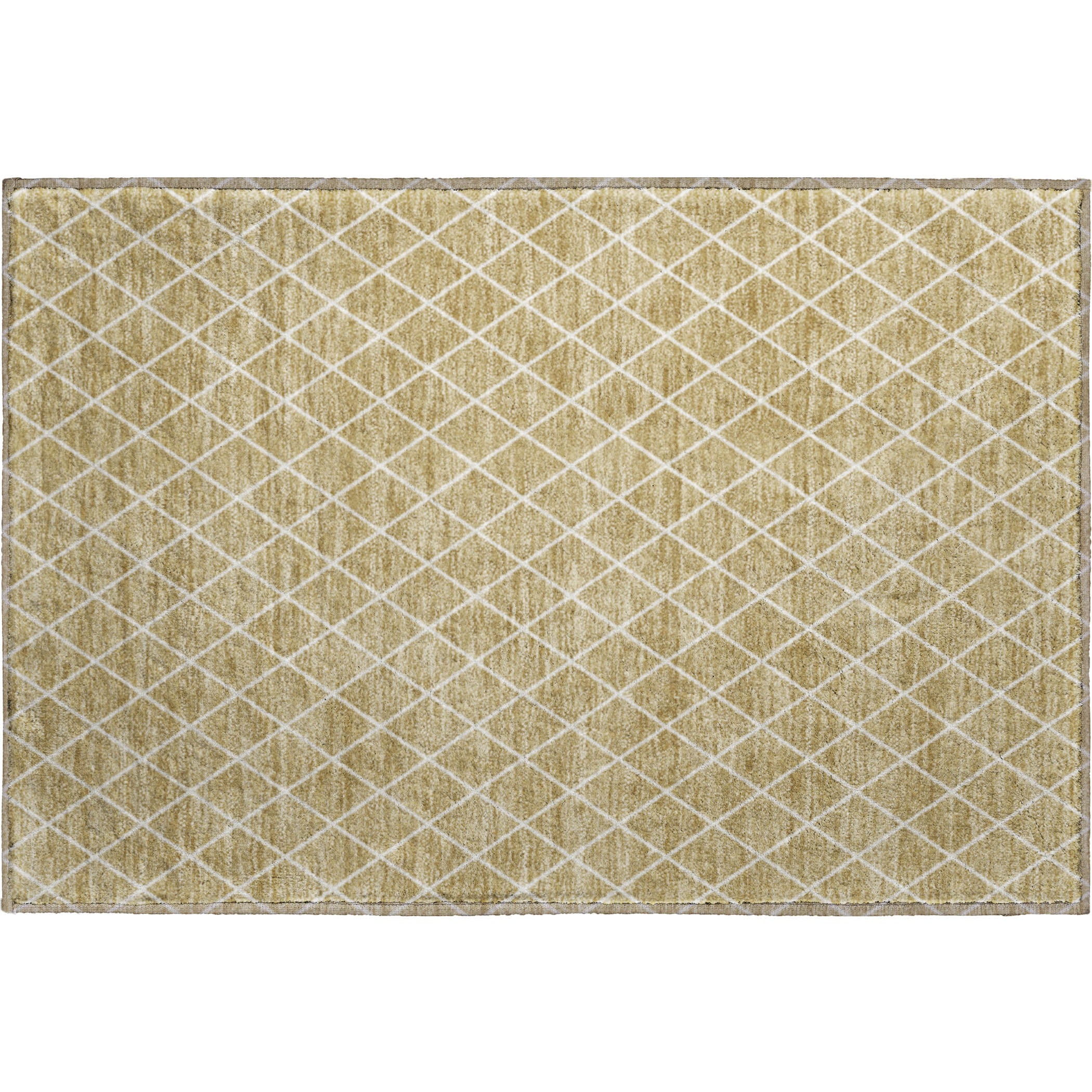 Luxury Washable Indoor/Outdoor Geometric TR15 Walnut Gold Rug 1'8" x 2'6" #shape_Rectangle