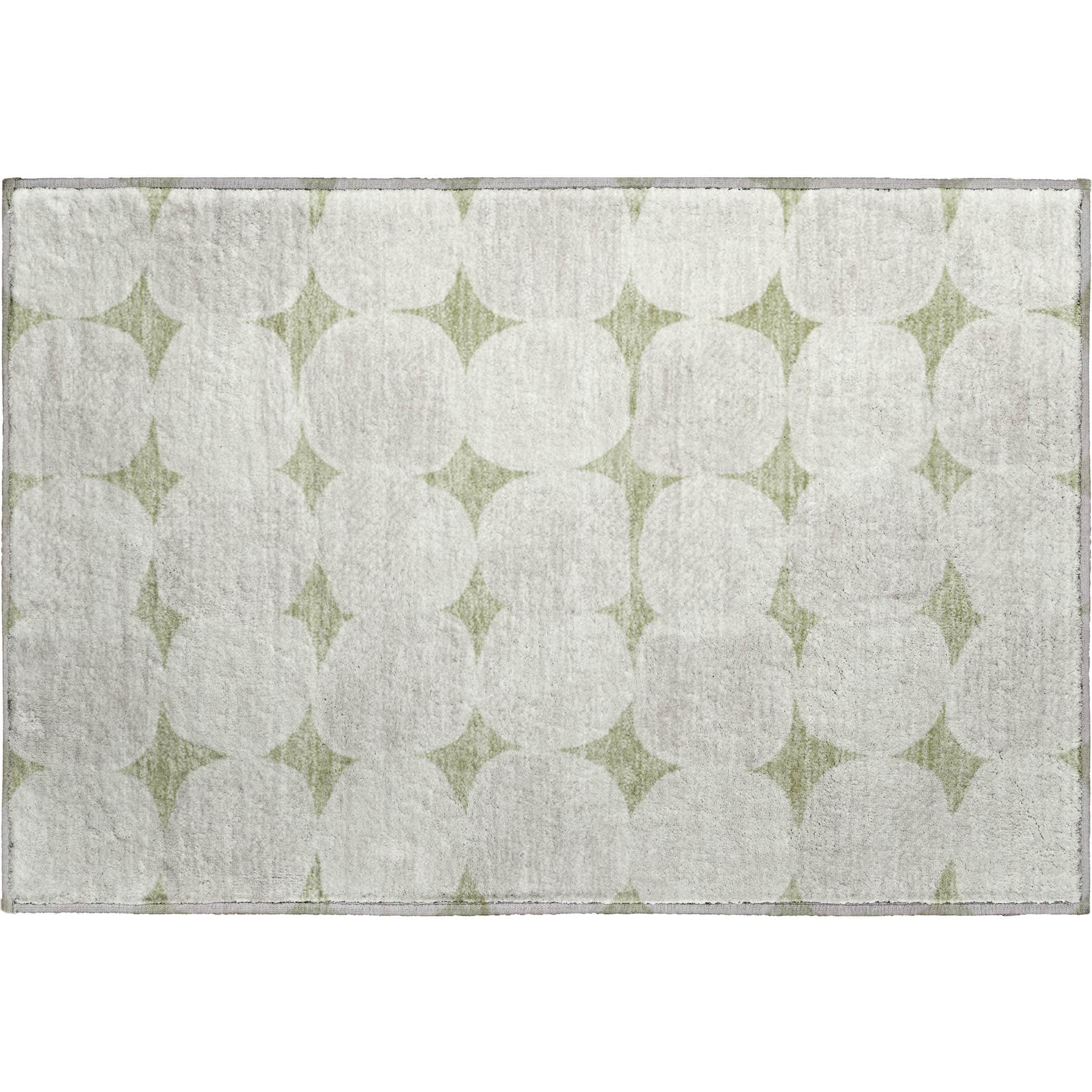 Luxury Washable Indoor/Outdoor Geometric TR16 Aloe Green Rug 1'8" x 2'6" #shape_Rectangle