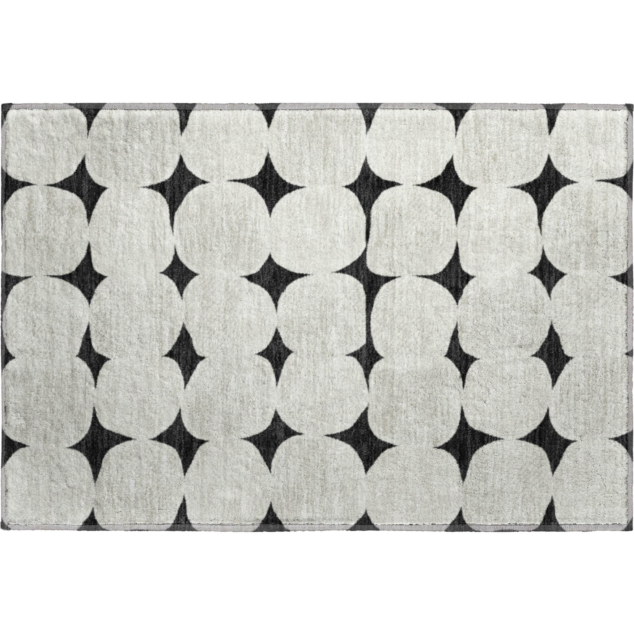 Luxury Washable Indoor/Outdoor Geometric TR16 Black Rug 1'8" x 2'6" #shape_Rectangle