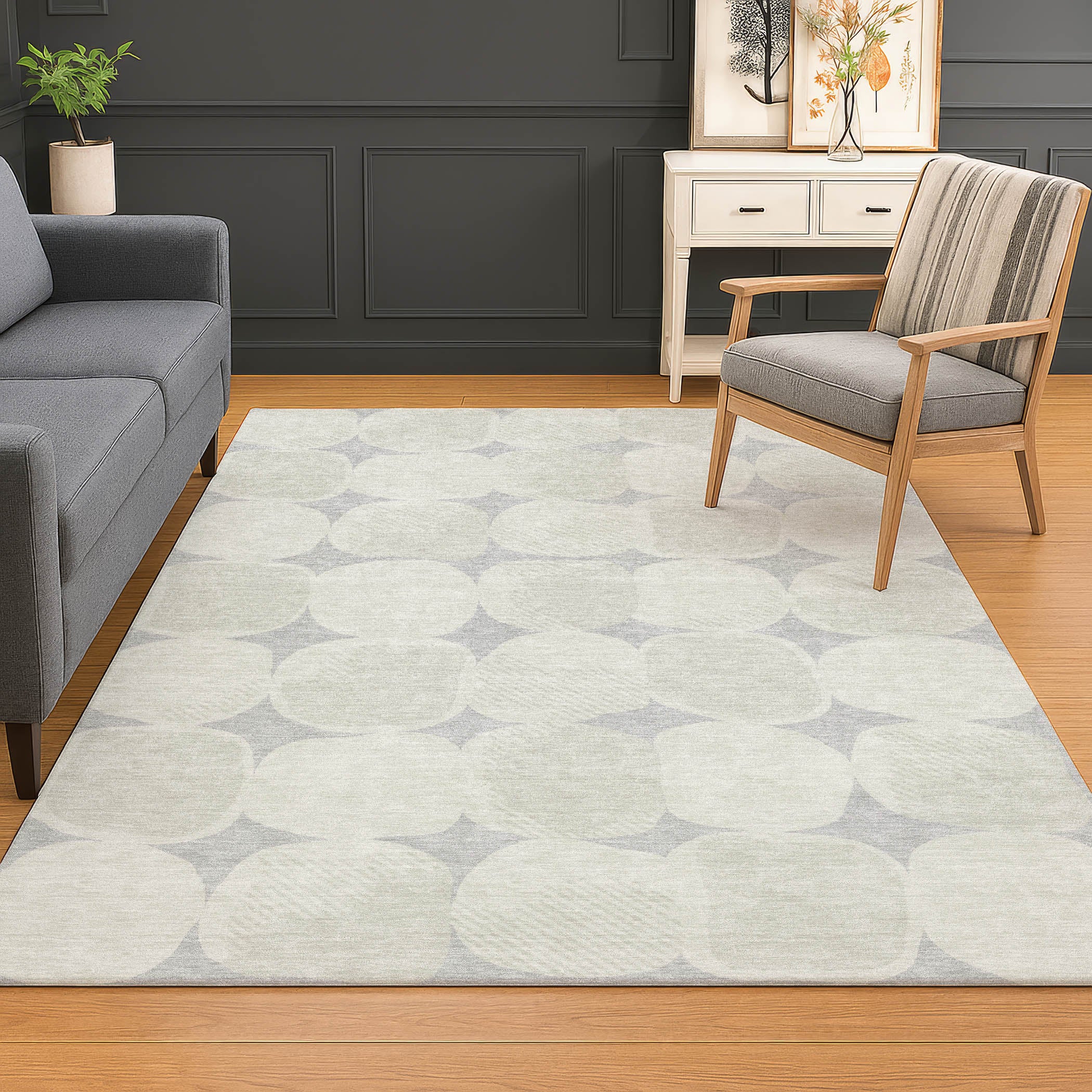 Luxury Washable Indoor/Outdoor Geometric TR16 Gray Rug 2'6" x 3'10" #shape_Rectangle