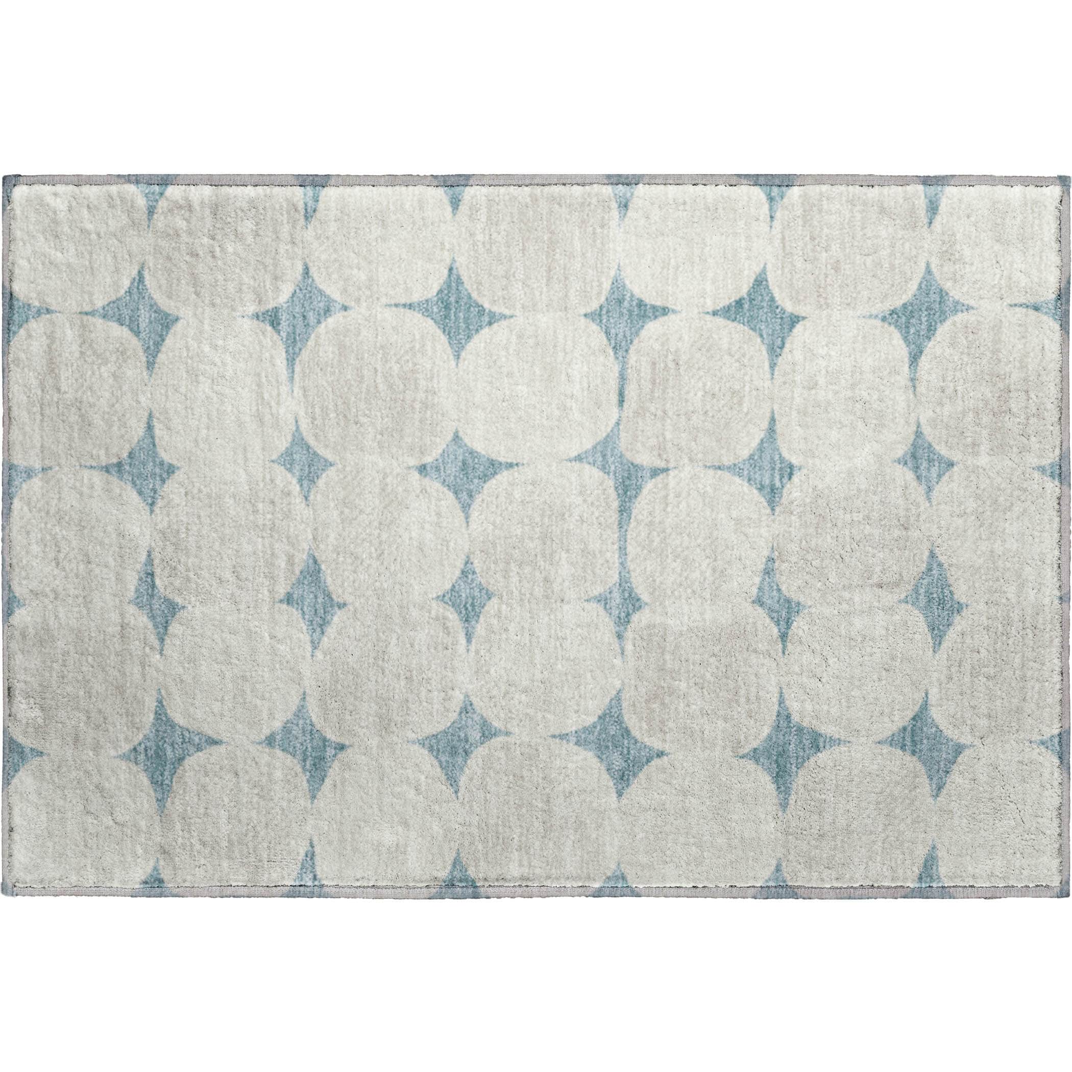 Luxury Washable Indoor/Outdoor Geometric TR16 Teal Rug 1'8" x 2'6" #shape_Rectangle