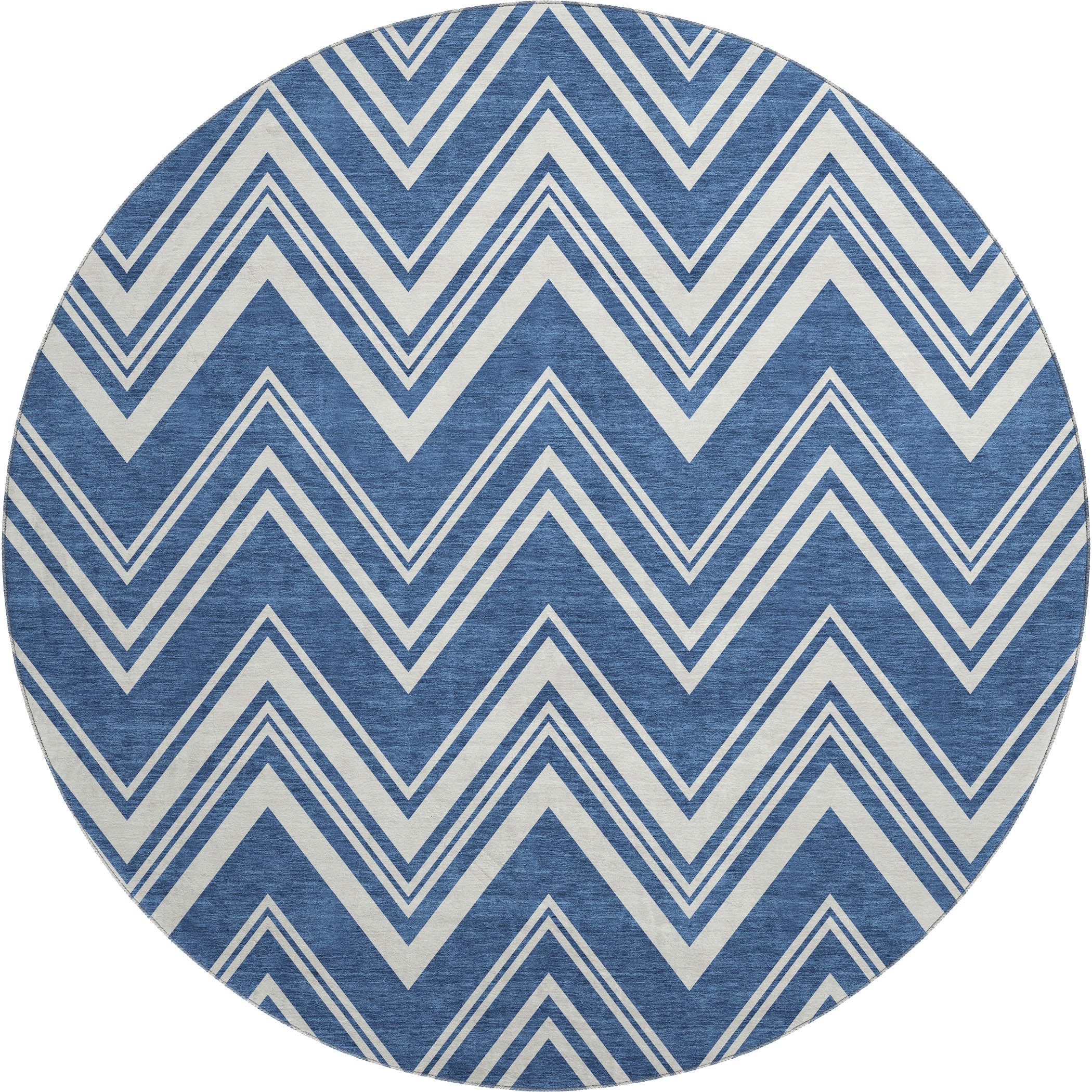 Luxury Washable Indoor/Outdoor Geometric TR17 Blue Rug 8' x 8' #shape_Round