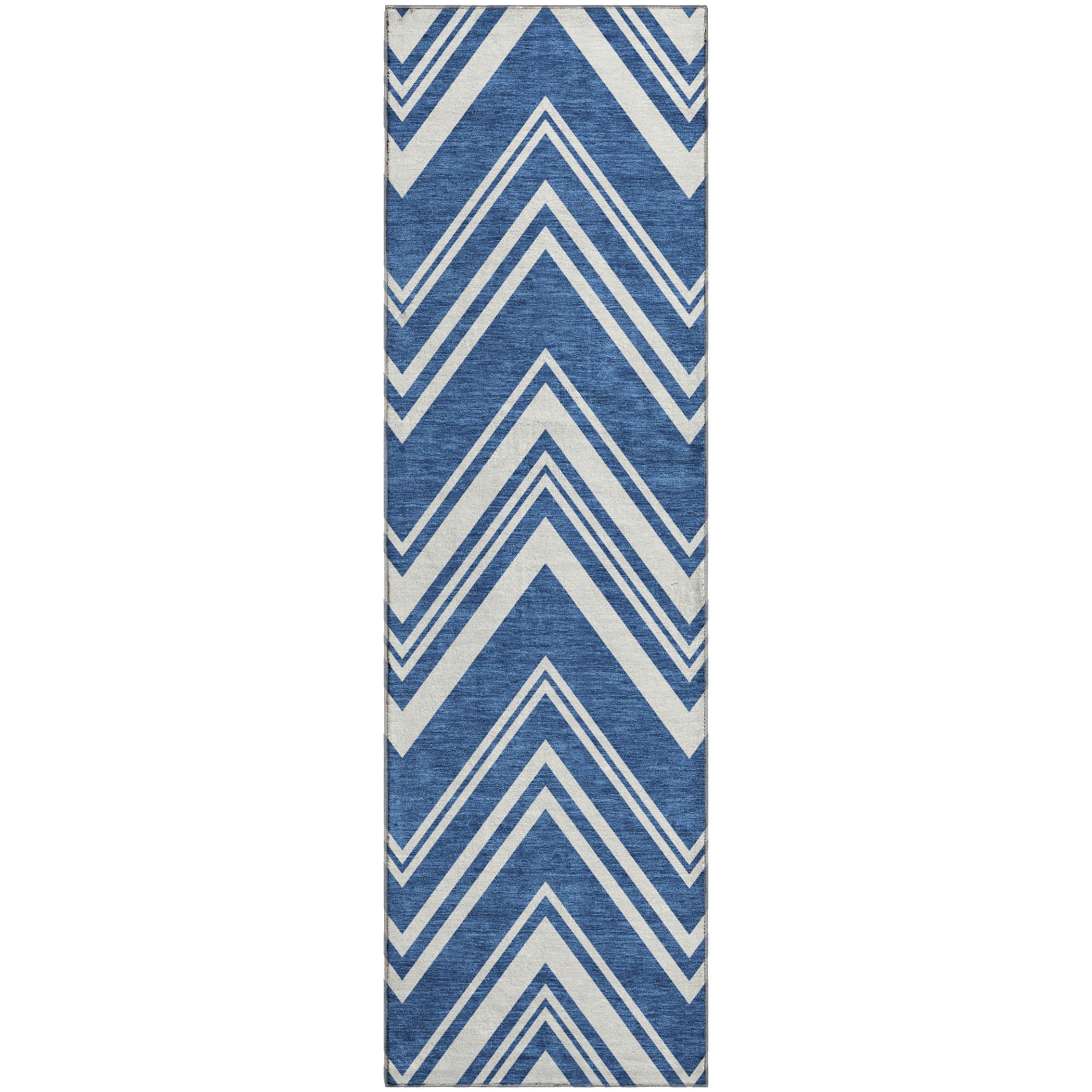 Luxury Washable Indoor/Outdoor Geometric TR17 Blue Rug 2'3" x 7'6" #shape_Runner