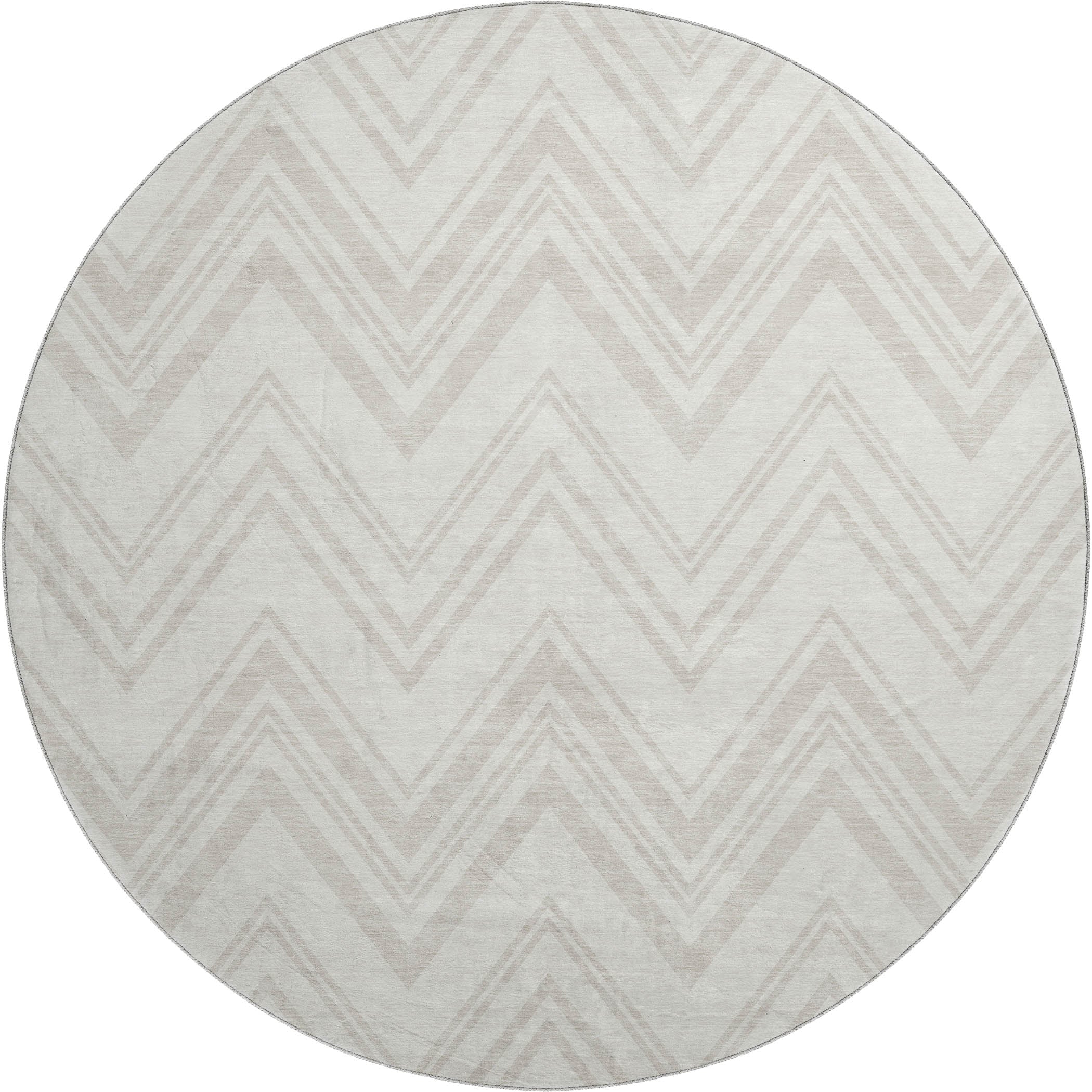 Luxury Washable Indoor/Outdoor Geometric TR17 Ivory Rug 8' x 8' #shape_Round