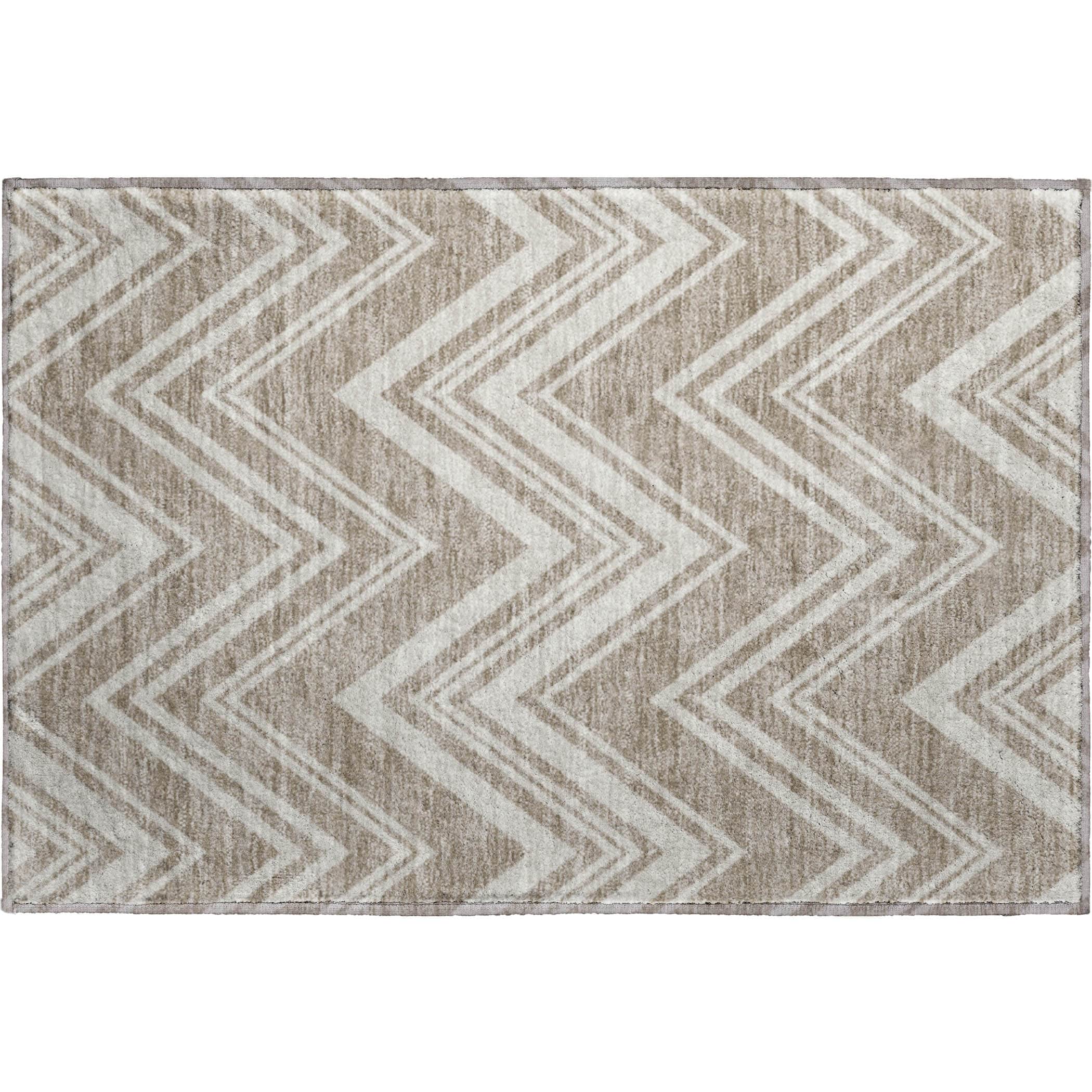 Luxury Washable Indoor/Outdoor Geometric TR17 Khaki Brown Rug 1'8" x 2'6" #shape_Rectangle