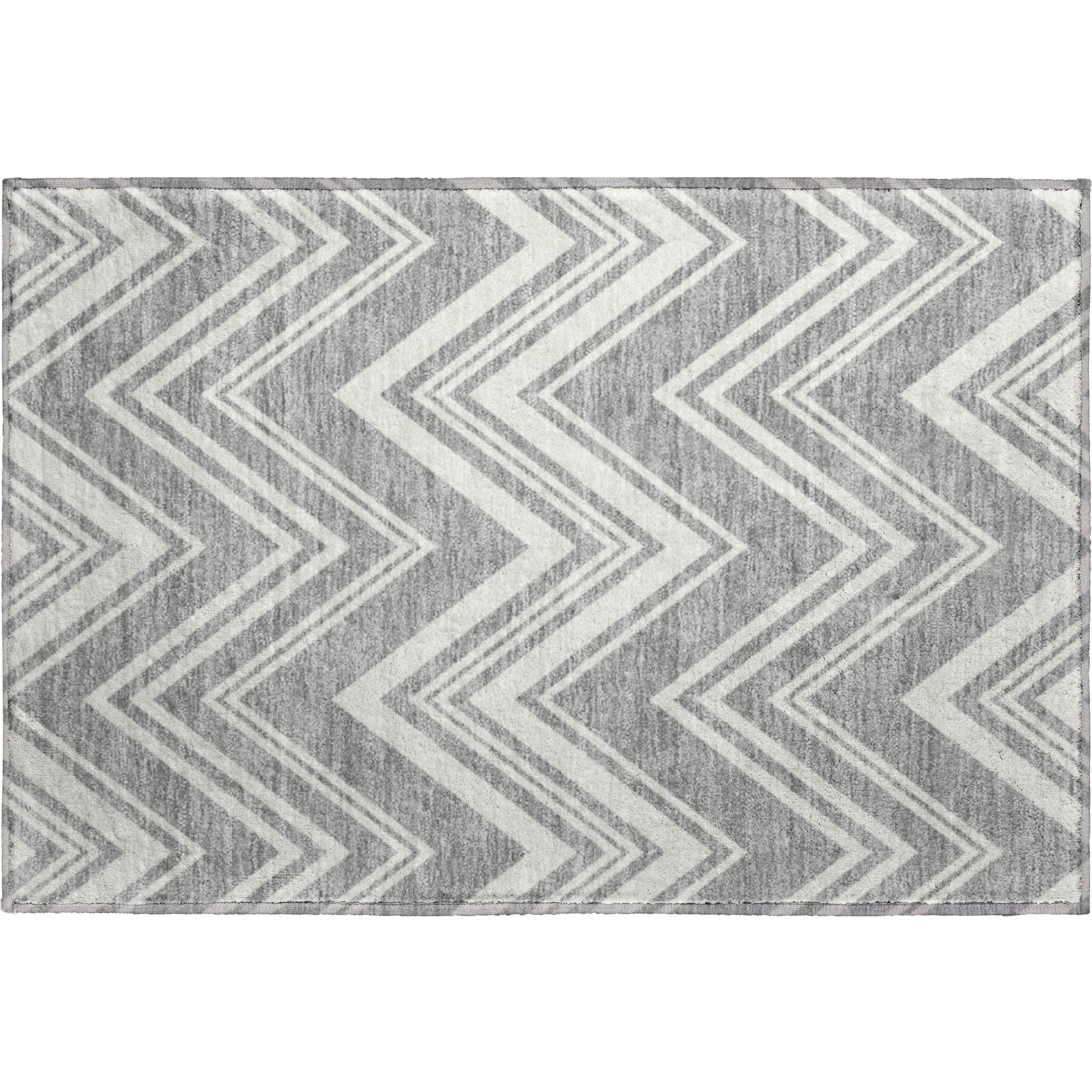 Luxury Washable Indoor/Outdoor Geometric TR17 Pewter Gray Rug 1'8" x 2'6" #shape_Rectangle