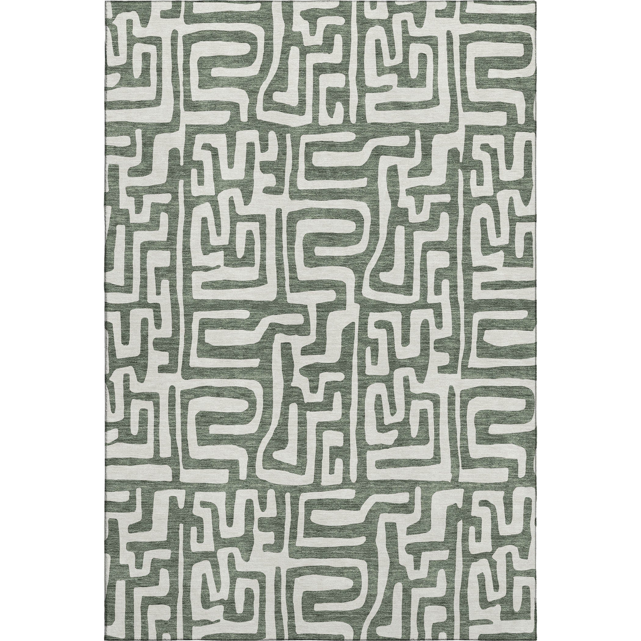 Luxury Washable Indoor/Outdoor Geometric TR1 Basil Green Rug 2'6" x 3'10" #shape_Rectangle