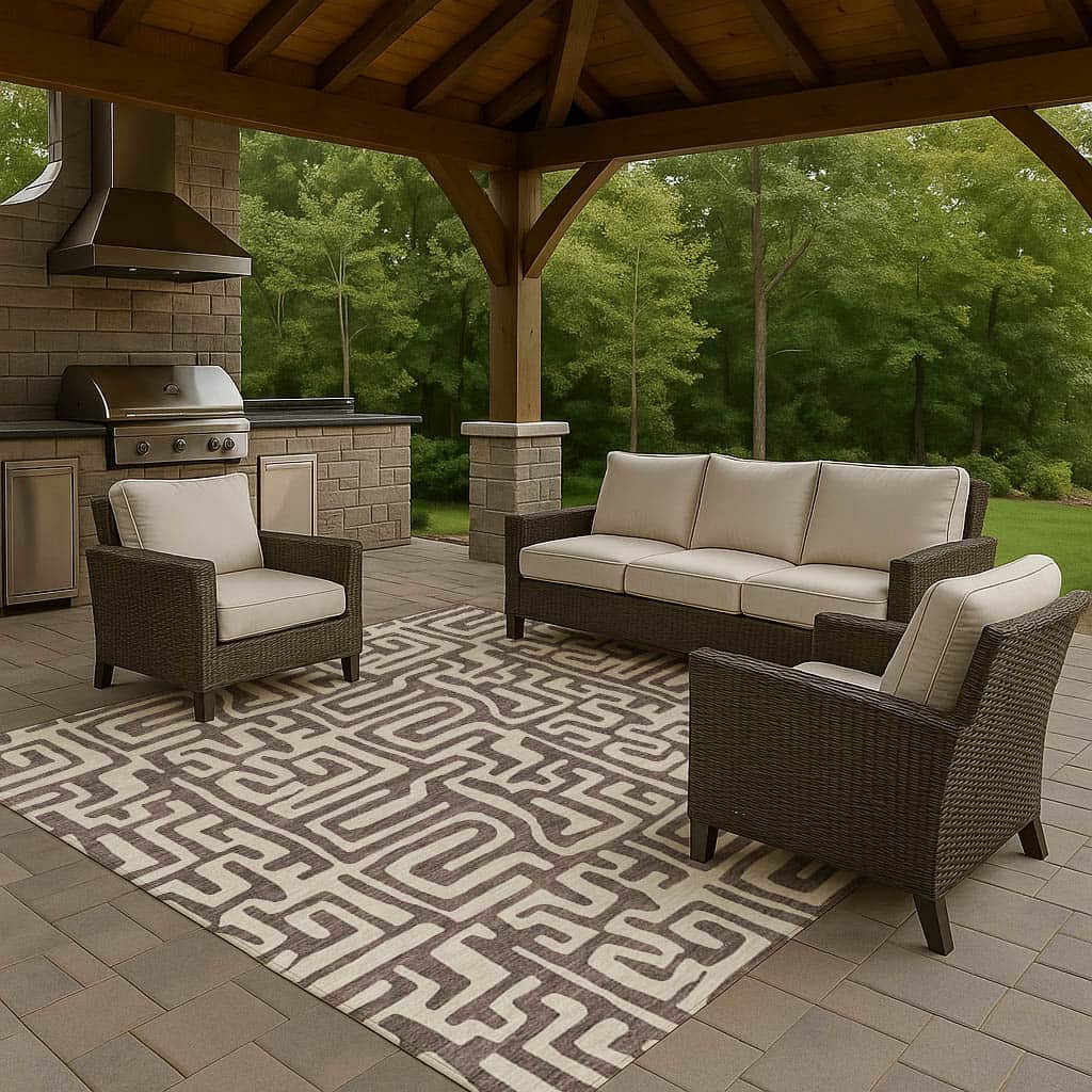 Luxury Washable Indoor/Outdoor Geometric TR1 Chocolate Brown Rug 2'6" x 3'10" #shape_Rectangle