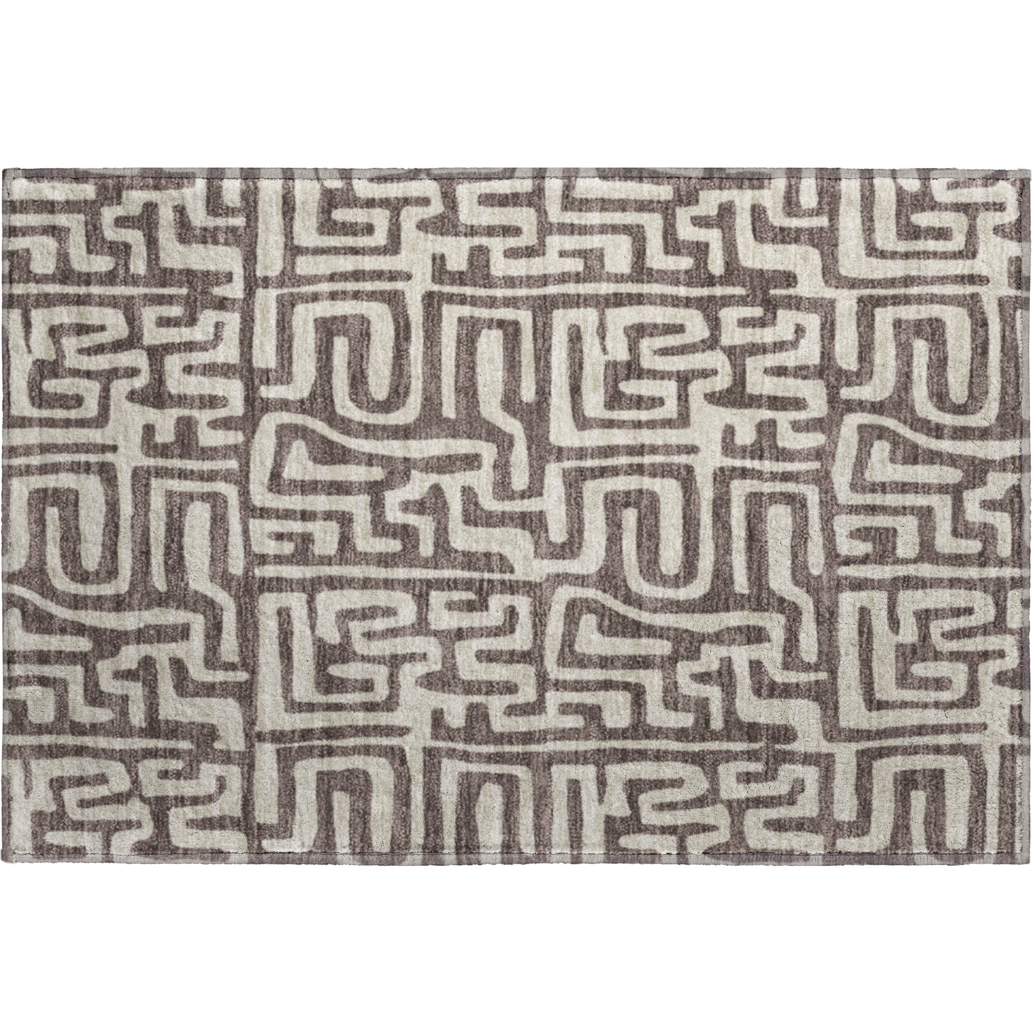 Luxury Washable Indoor/Outdoor Geometric TR1 Chocolate Brown Rug 1'8" x 2'6" #shape_Rectangle