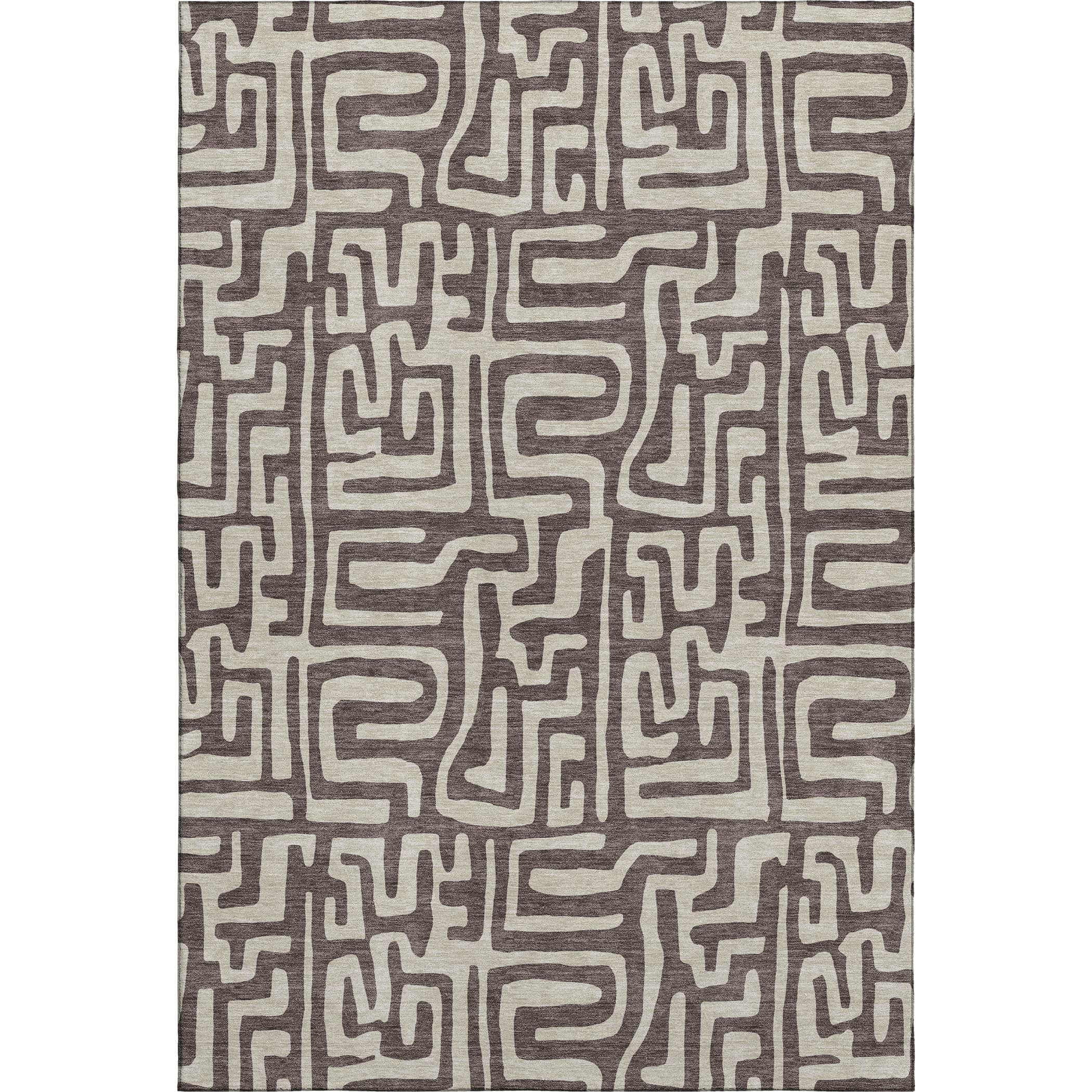 Luxury Washable Indoor/Outdoor Geometric TR1 Chocolate Brown Rug 2'6" x 3'10" #shape_Rectangle