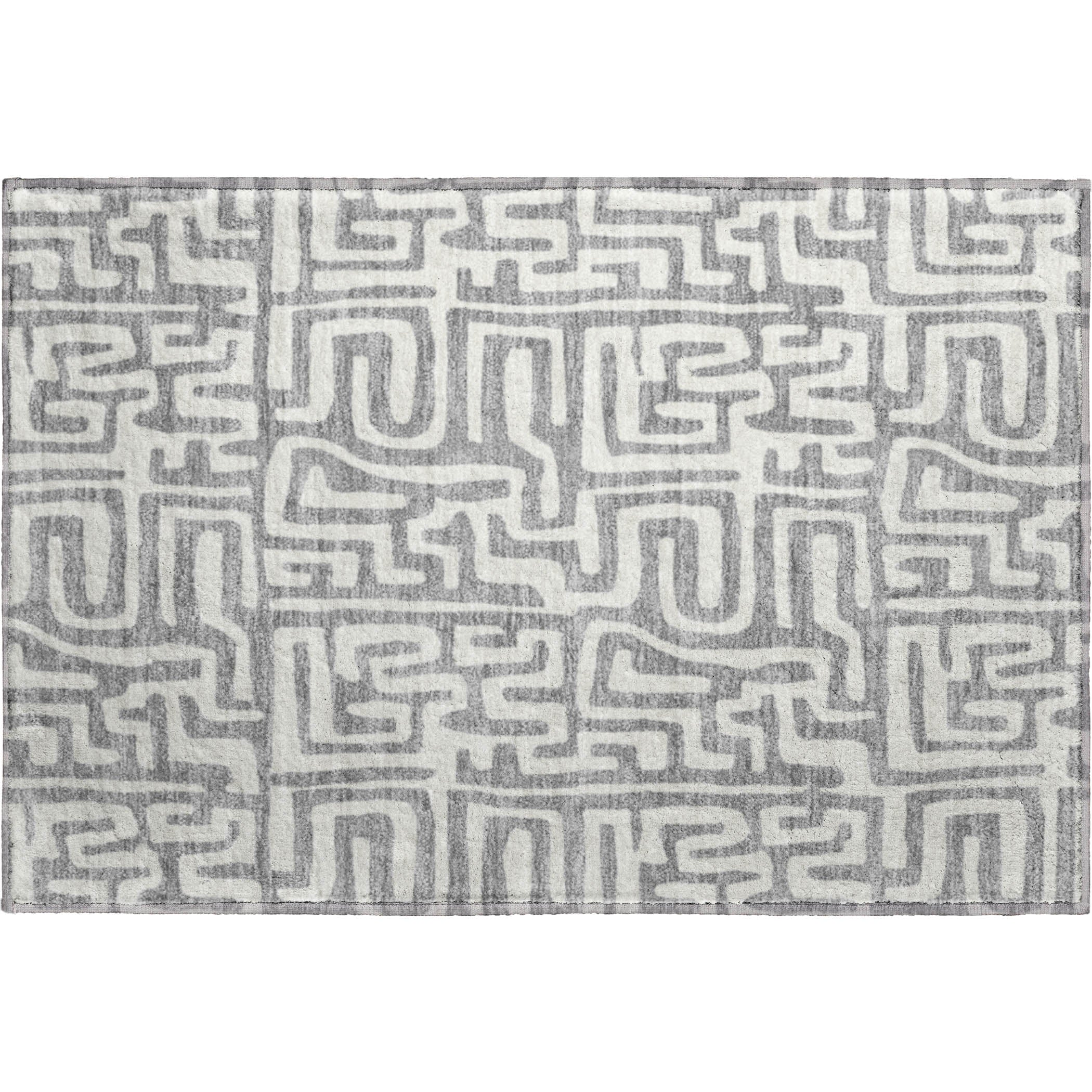 Luxury Washable Indoor/Outdoor Geometric TR1 Gray Rug 1'8" x 2'6" #shape_Rectangle