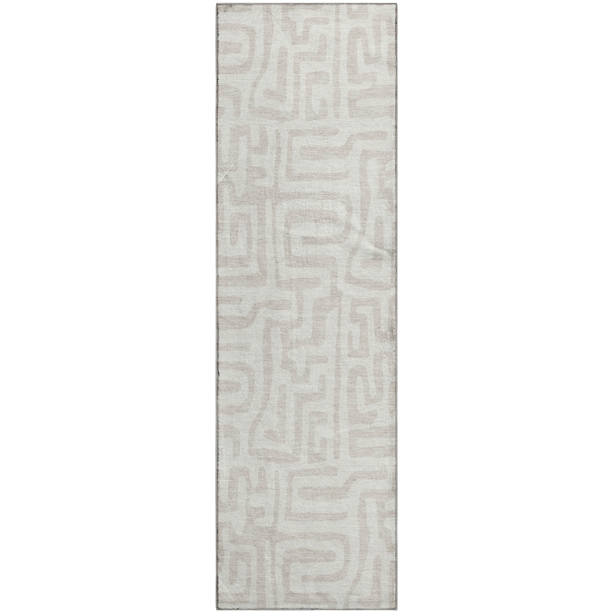 Luxury Washable Indoor/Outdoor Geometric TR1 Ivory Rug 2'3" x 7'6" #shape_Runner