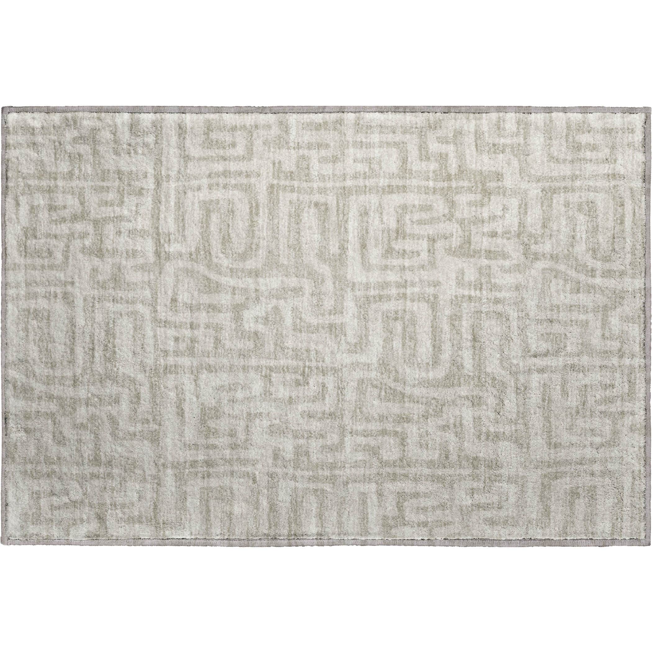 Luxury Washable Indoor/Outdoor Geometric TR1 Taupe Brown Rug 1'8" x 2'6" #shape_Rectangle