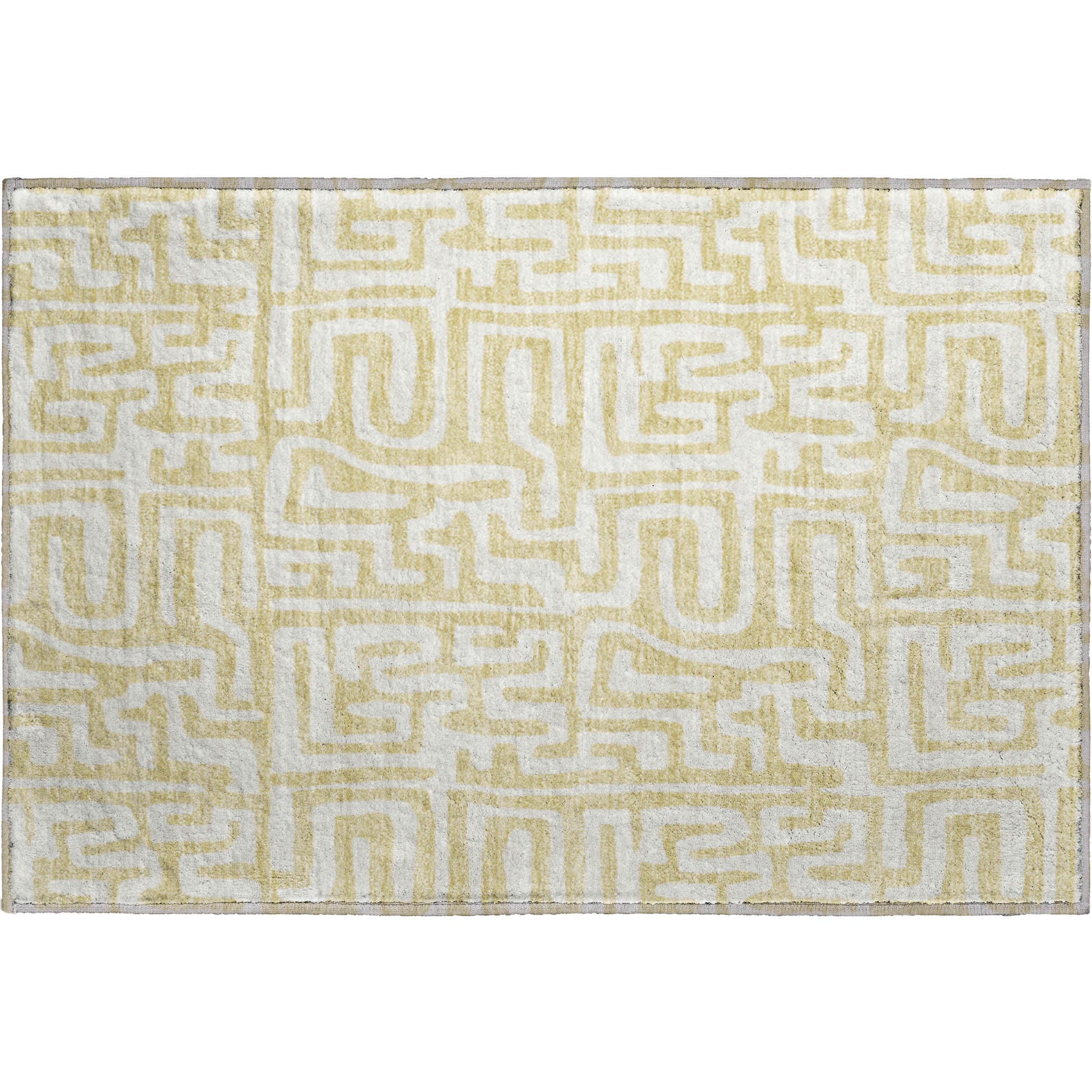 Luxury Washable Indoor/Outdoor Geometric TR1 Wheat Gold Rug 1'8" x 2'6" #shape_Rectangle