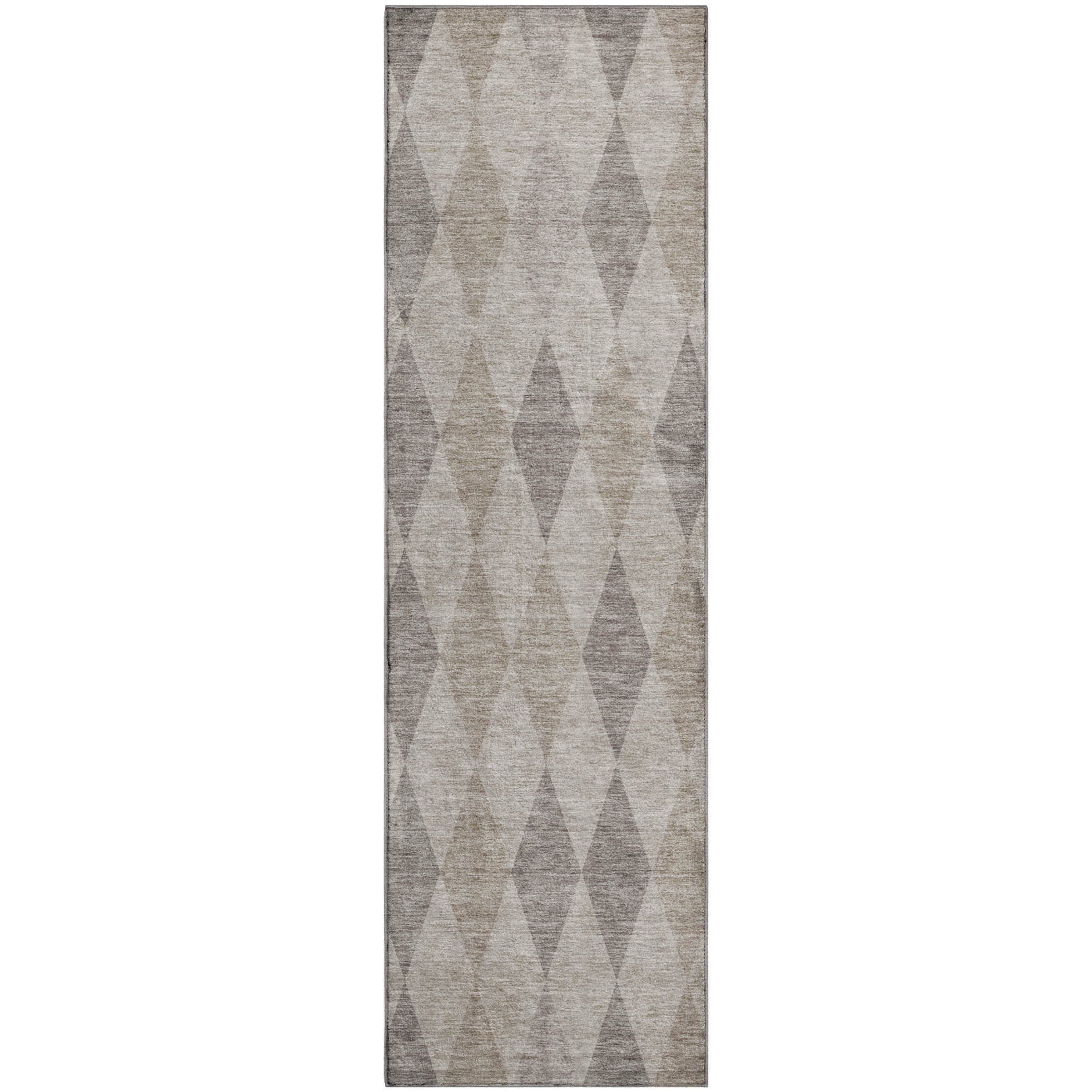 Luxury Washable Indoor/Outdoor Geometric TR2 Beige Brown Rug 2'3" x 7'6" #shape_Runner