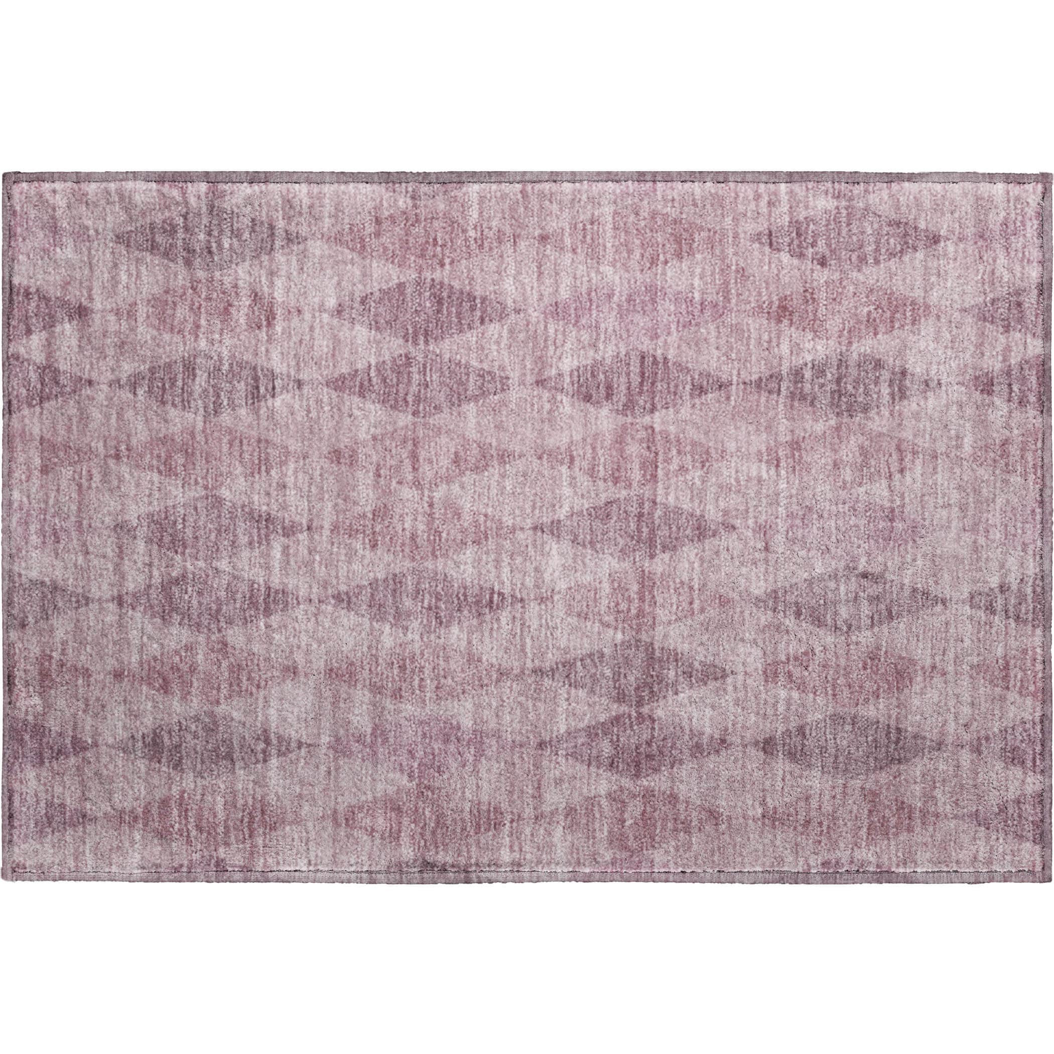Luxury Washable Indoor/Outdoor Geometric TR2 Blush Pink Rug 1'8" x 2'6" #shape_Rectangle