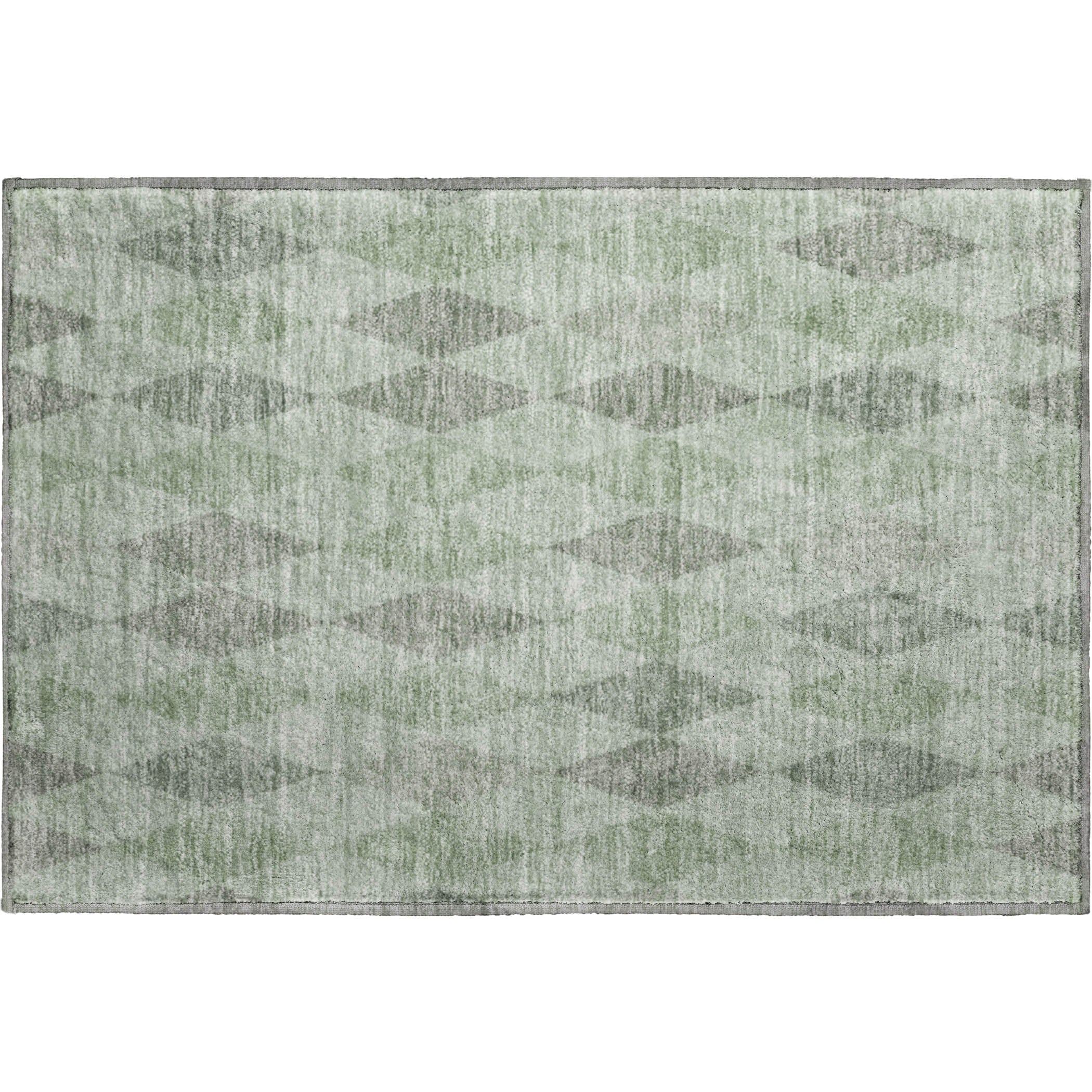 Luxury Washable Indoor/Outdoor Geometric TR2 Fern Green Rug 1'8" x 2'6" #shape_Rectangle