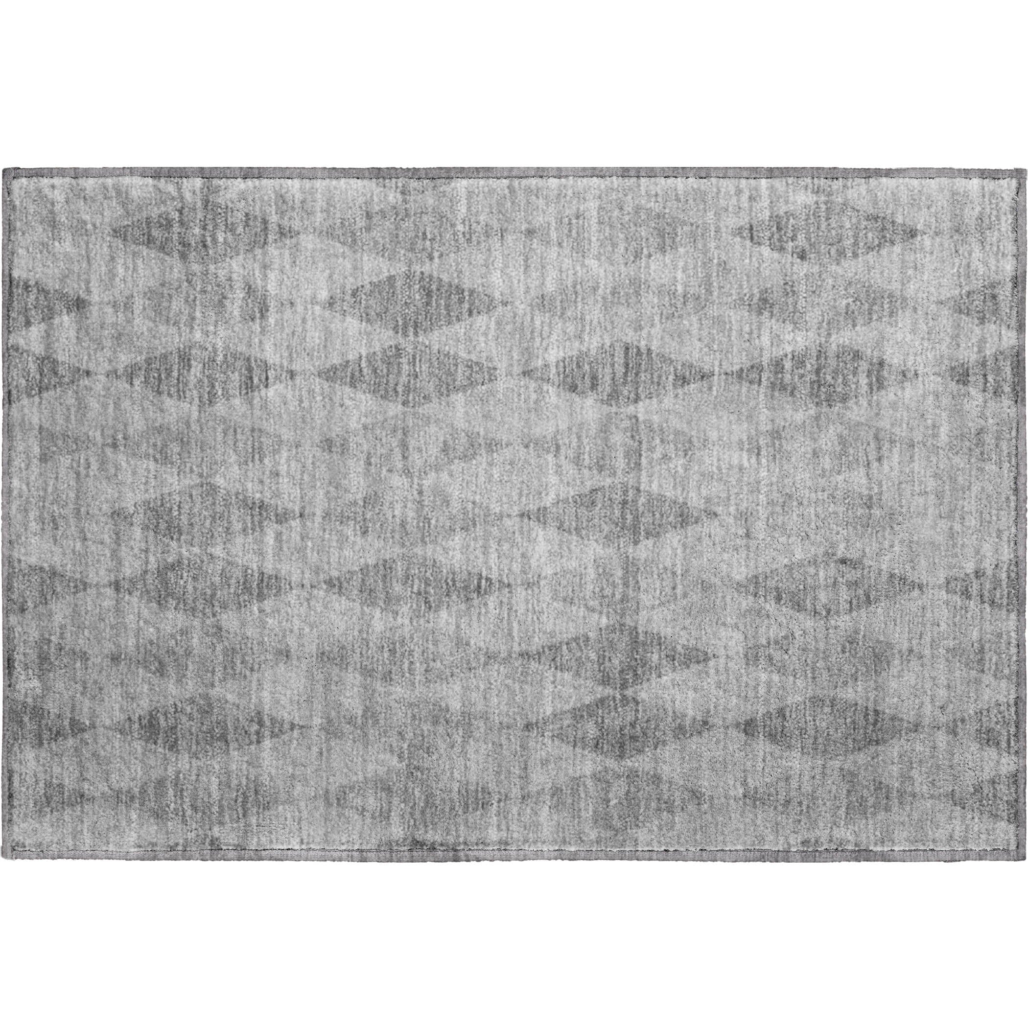 Luxury Washable Indoor/Outdoor Geometric TR2 Gray Rug 1'8" x 2'6" #shape_Rectangle