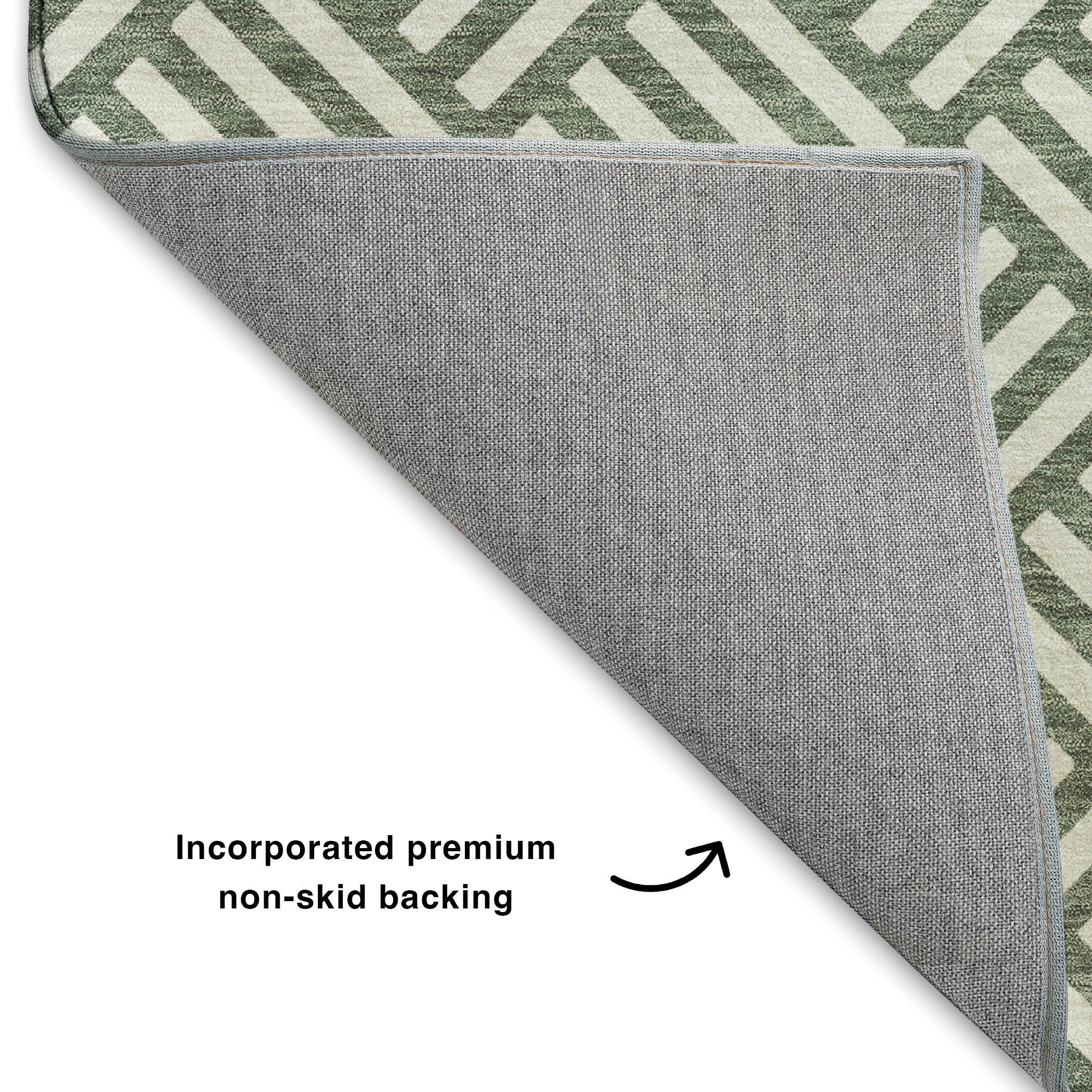Luxury Washable Indoor/Outdoor Geometric TR3 Basil Green Rug 1'8" x 2'6" #shape_Rectangle