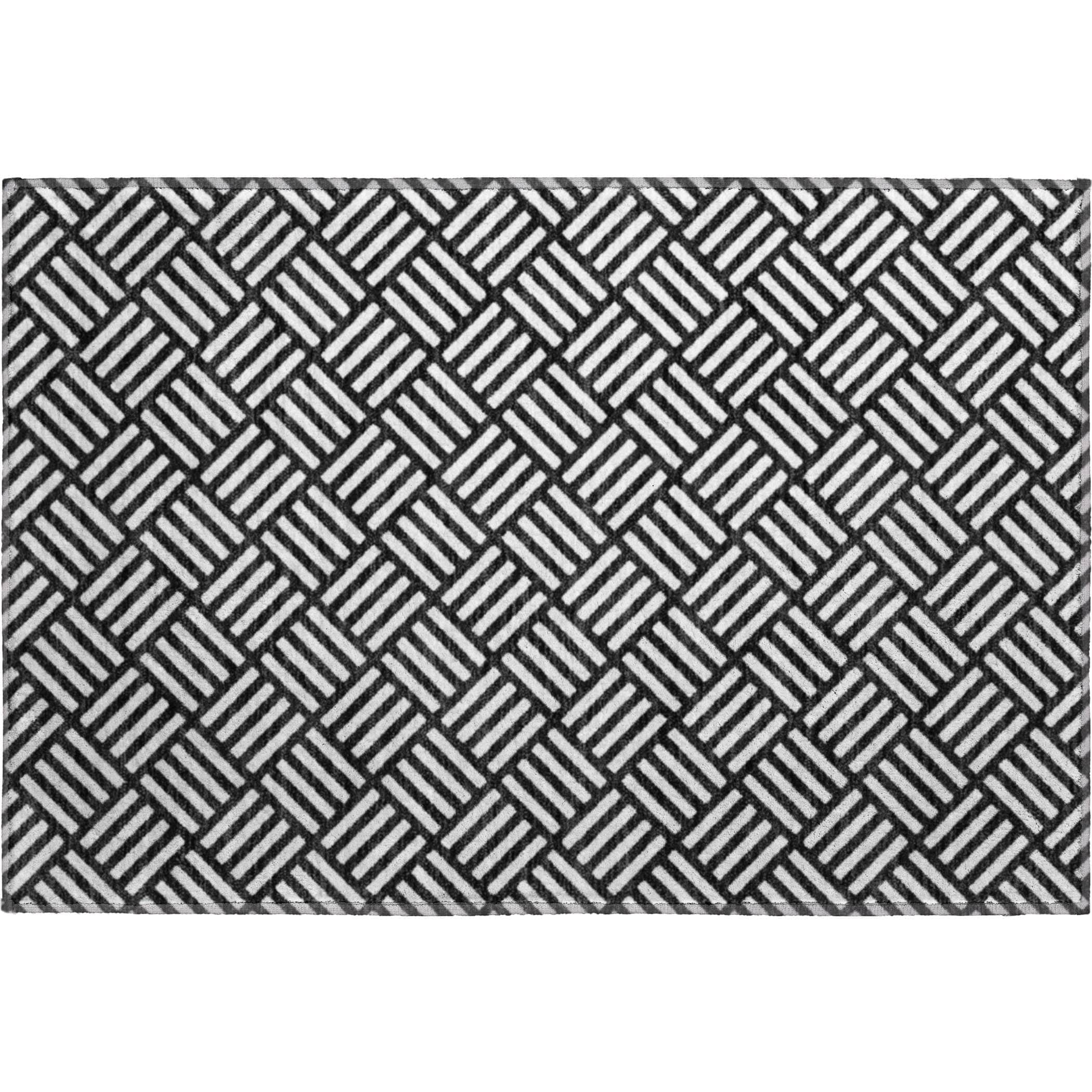 Luxury Washable Indoor/Outdoor Geometric TR3 Black Rug 1'8" x 2'6" #shape_Rectangle