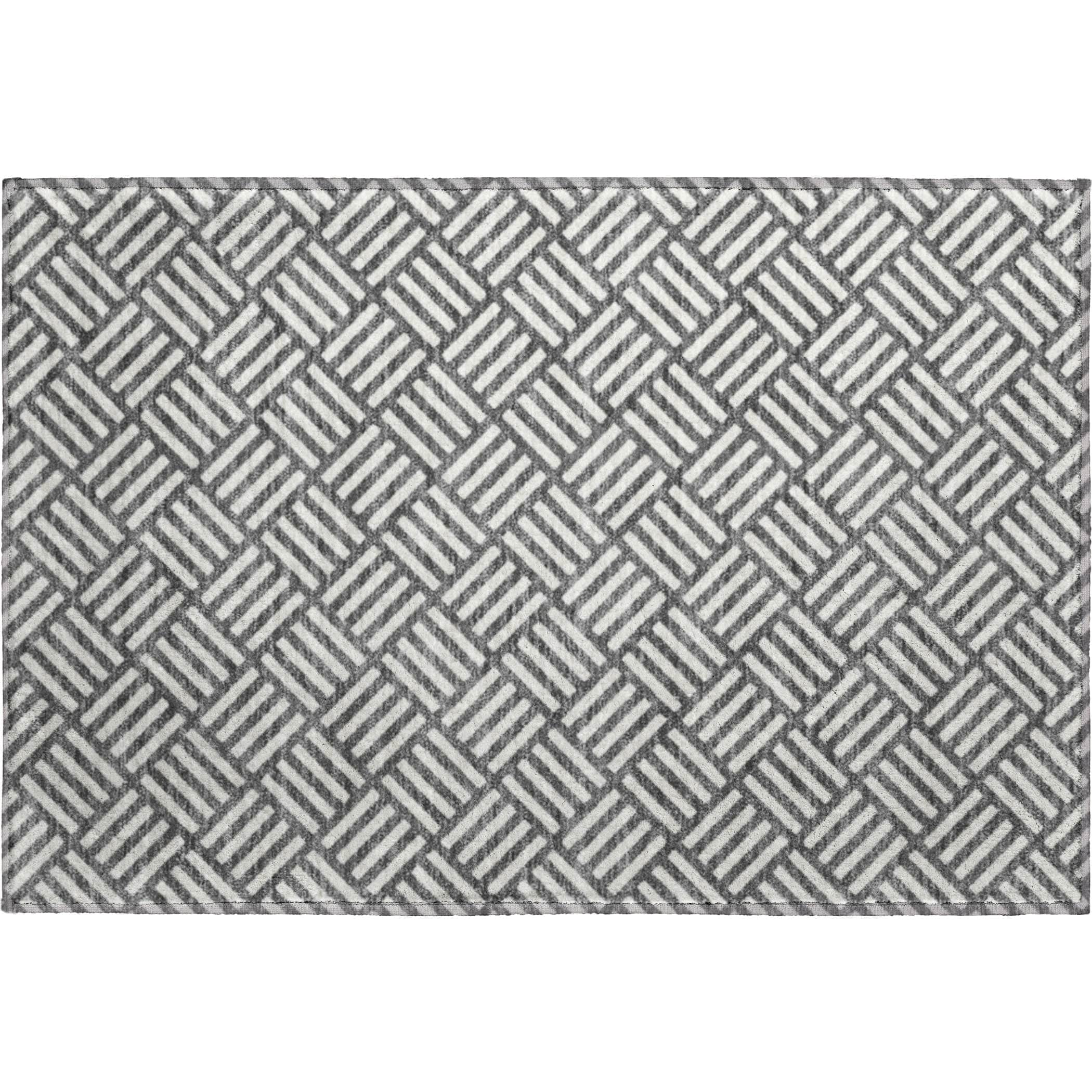 Luxury Washable Indoor/Outdoor Geometric TR3 Charcoal Gray Rug 1'8" x 2'6" #shape_Rectangle