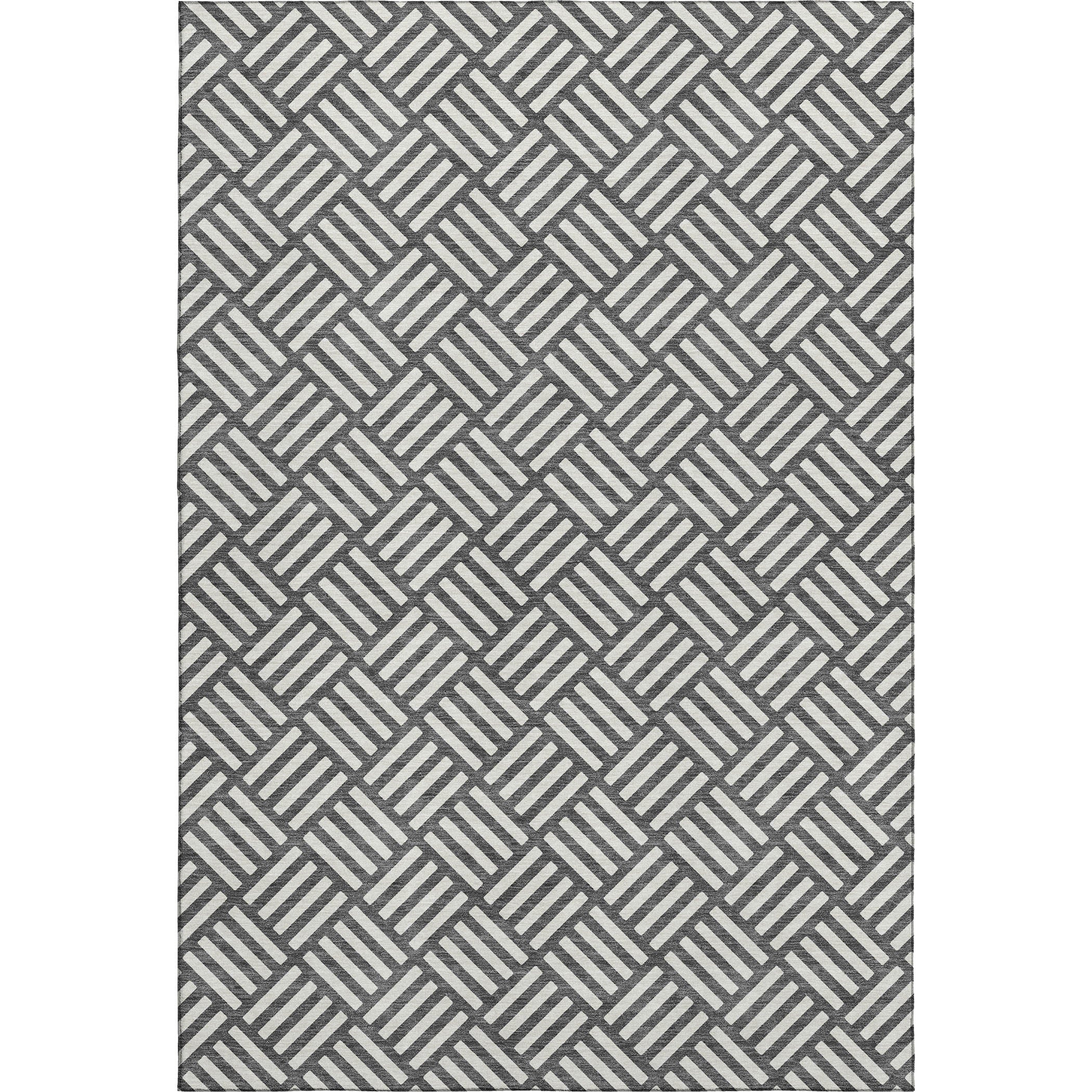 Luxury Washable Indoor/Outdoor Geometric TR3 Charcoal Gray Rug 2'6" x 3'10" #shape_Rectangle