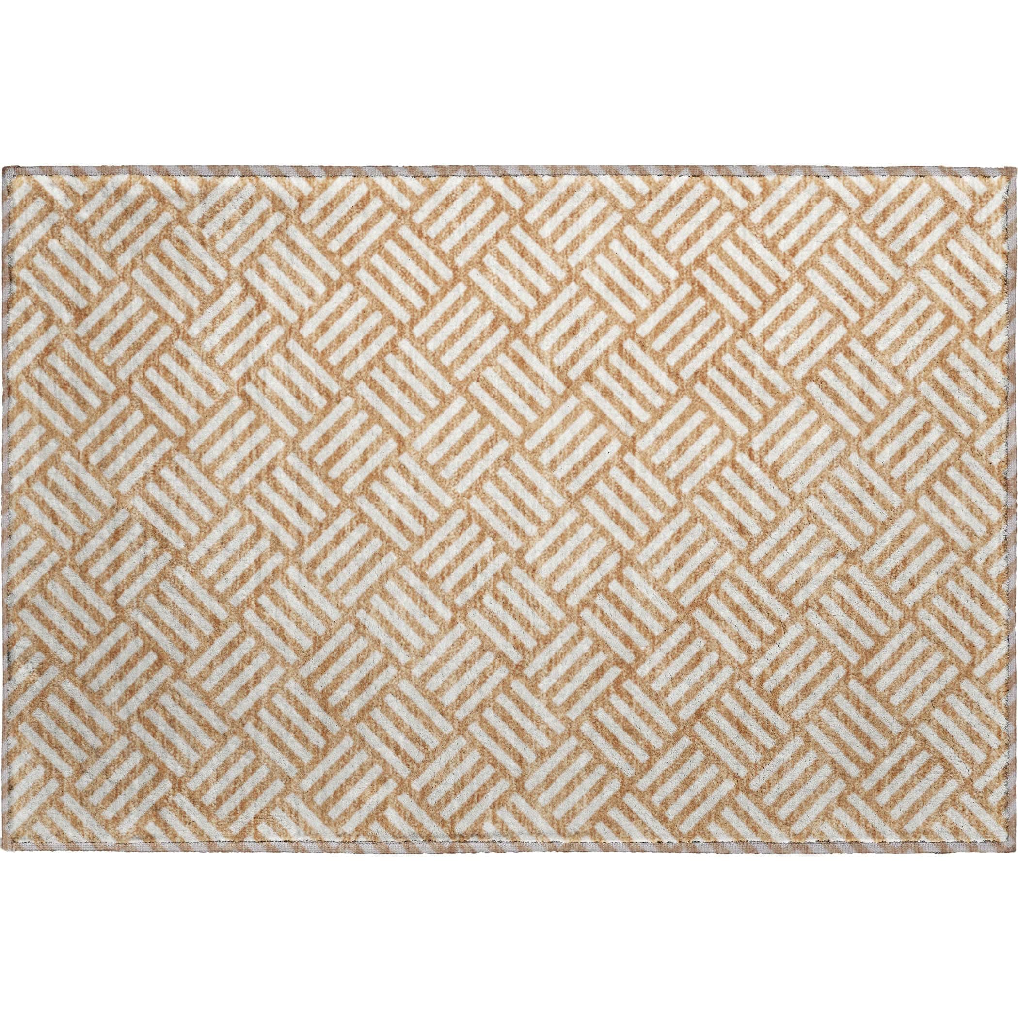 Luxury Washable Indoor/Outdoor Geometric TR3 Copper Orange Rug 1'8" x 2'6" #shape_Rectangle